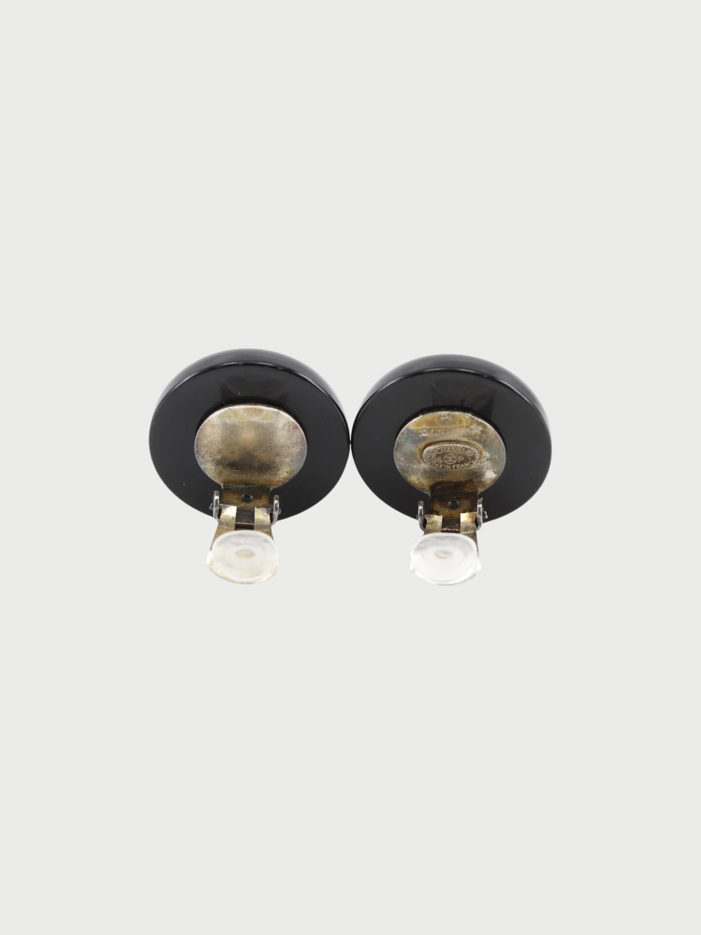 Chanel SS 1996 96P White Black Bicolor Coco Mark Earrings