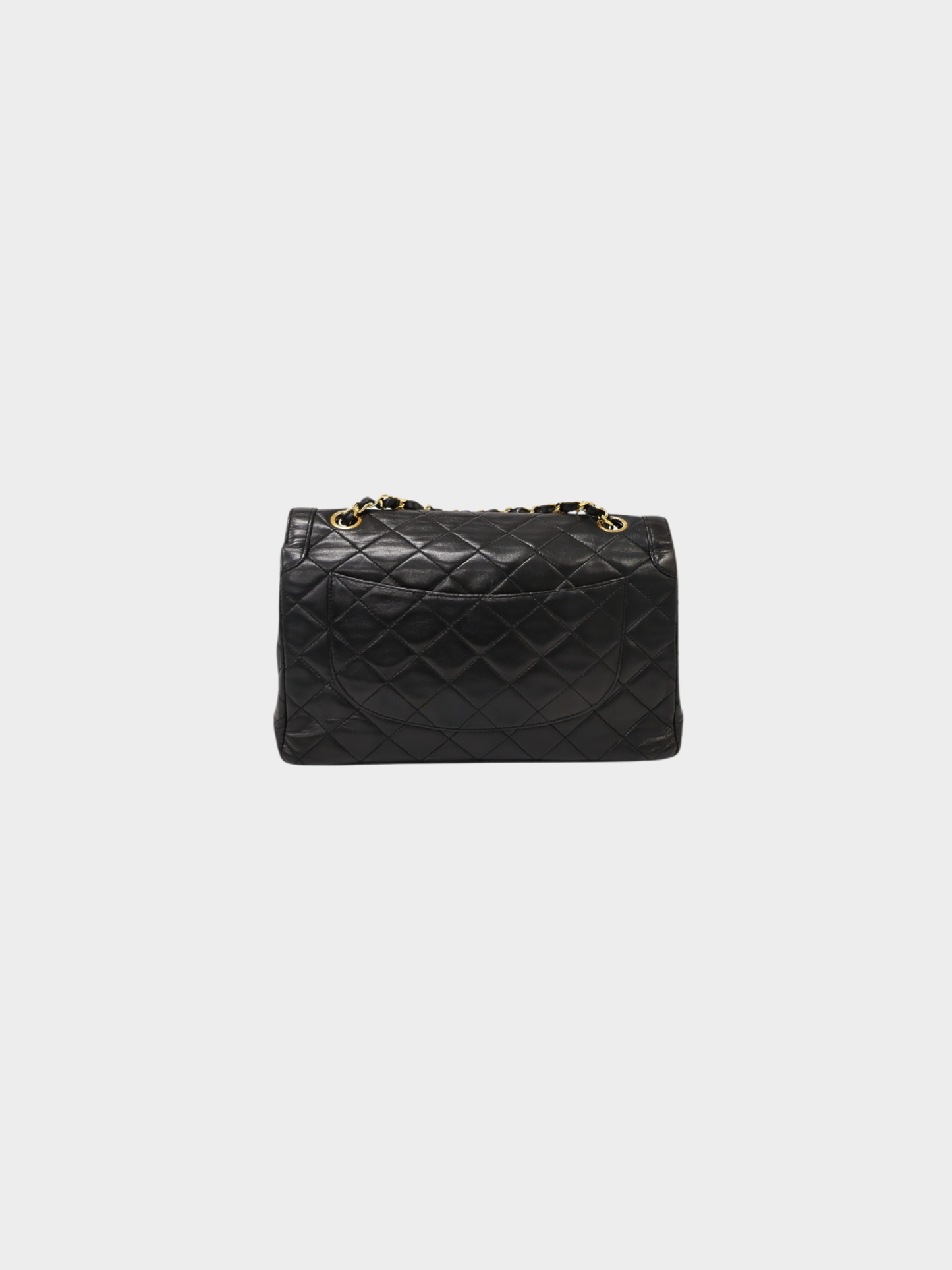 Chanel 1980s Black Lambskin Paris Matelassé W Flap Chain Shoulder Bag