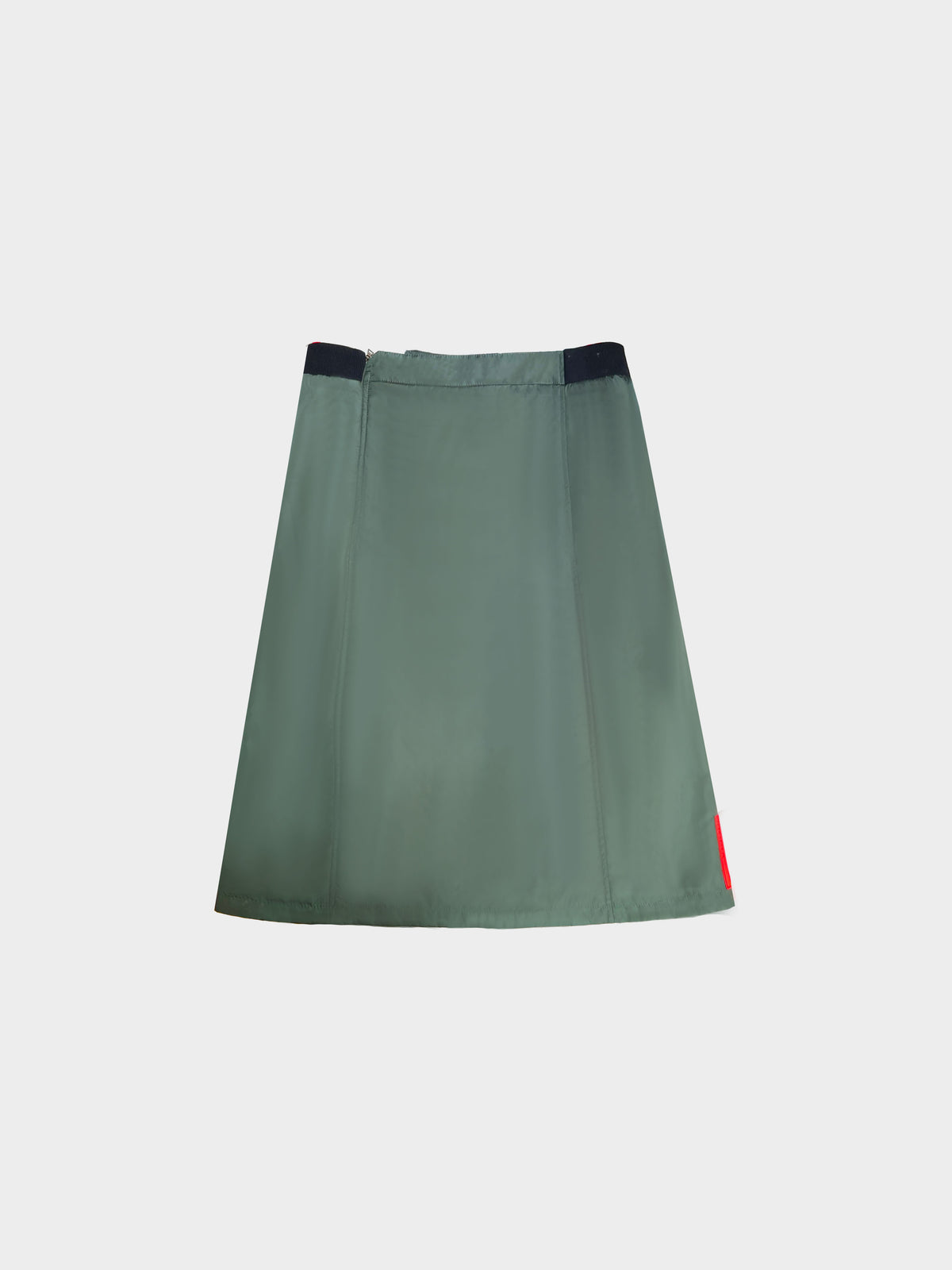 Prada 1999 Khaki Green Nylon Zipper Skirt