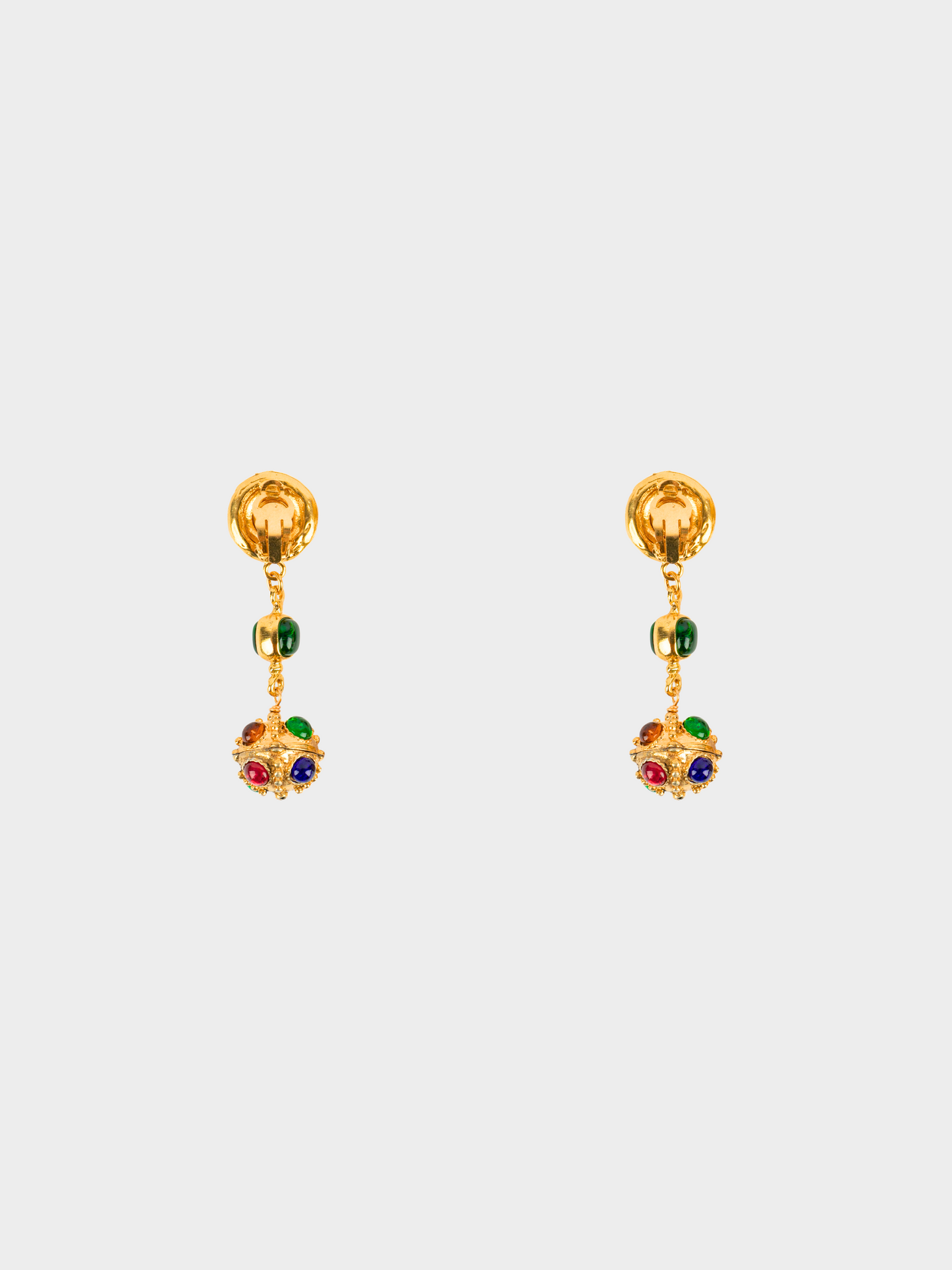 Chanel 1980s Gold Byzantine Hanging Clip-on Earrings