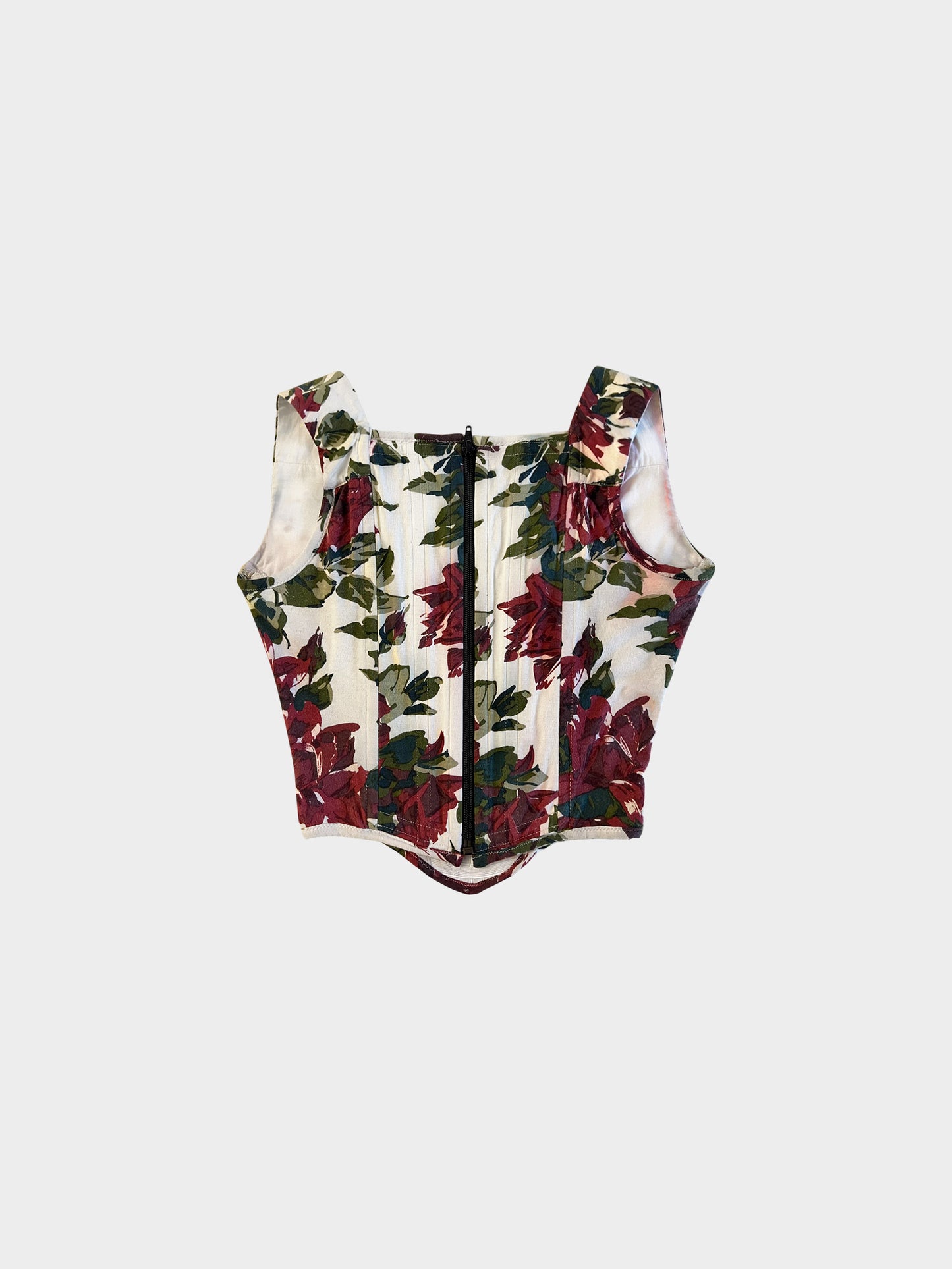 Vivienne Westwood Early 1990s Red and Green Rose Print Corset
