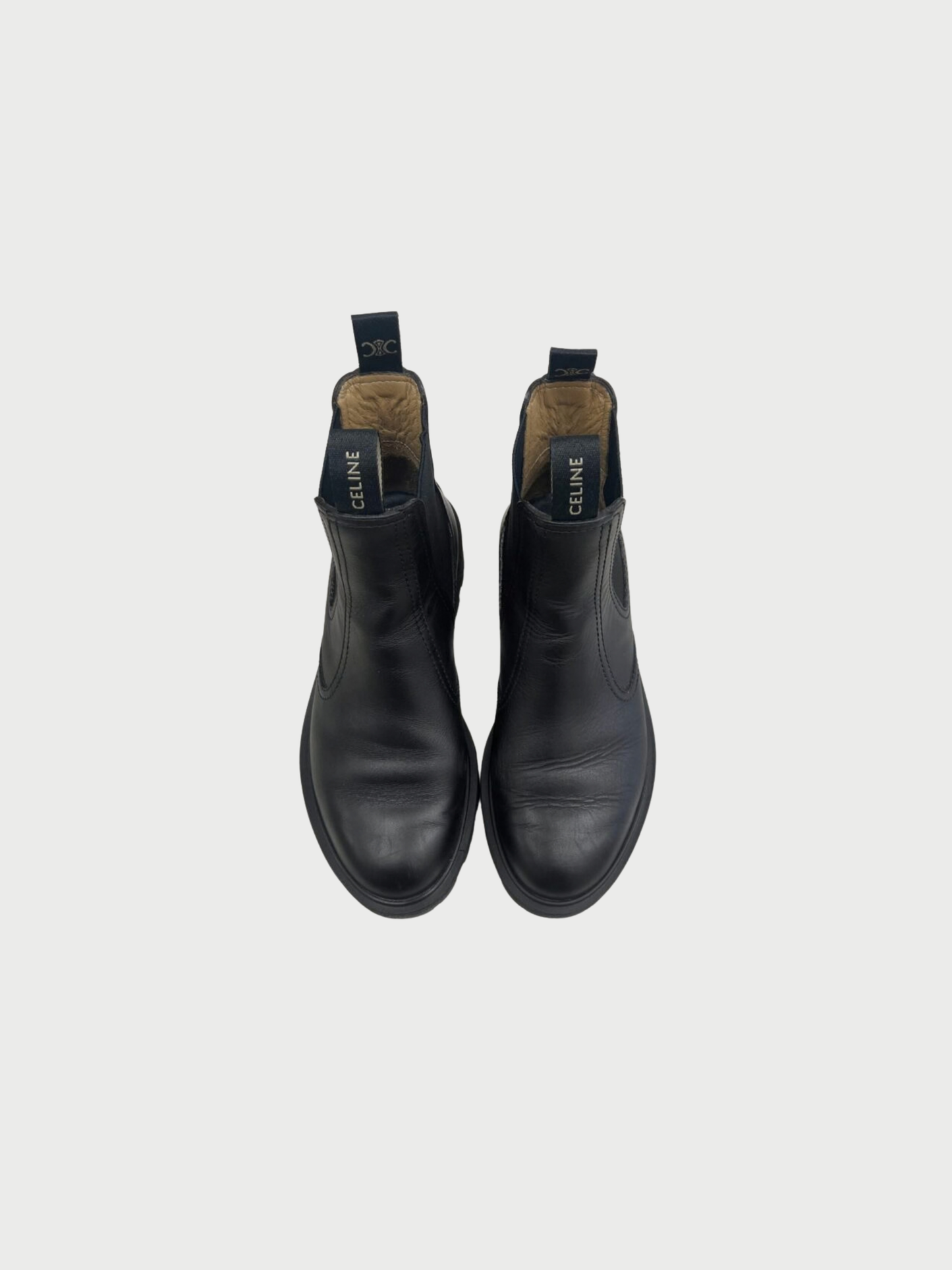 Celine 2020s Black Leather Margaret Chelsea Boots