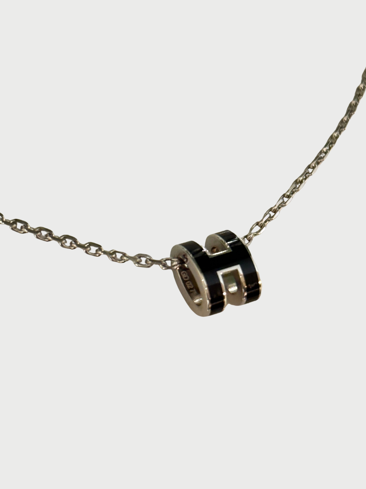 Hermès 2020s Black Palladium-Plated Mini Pop H Pendant Necklace