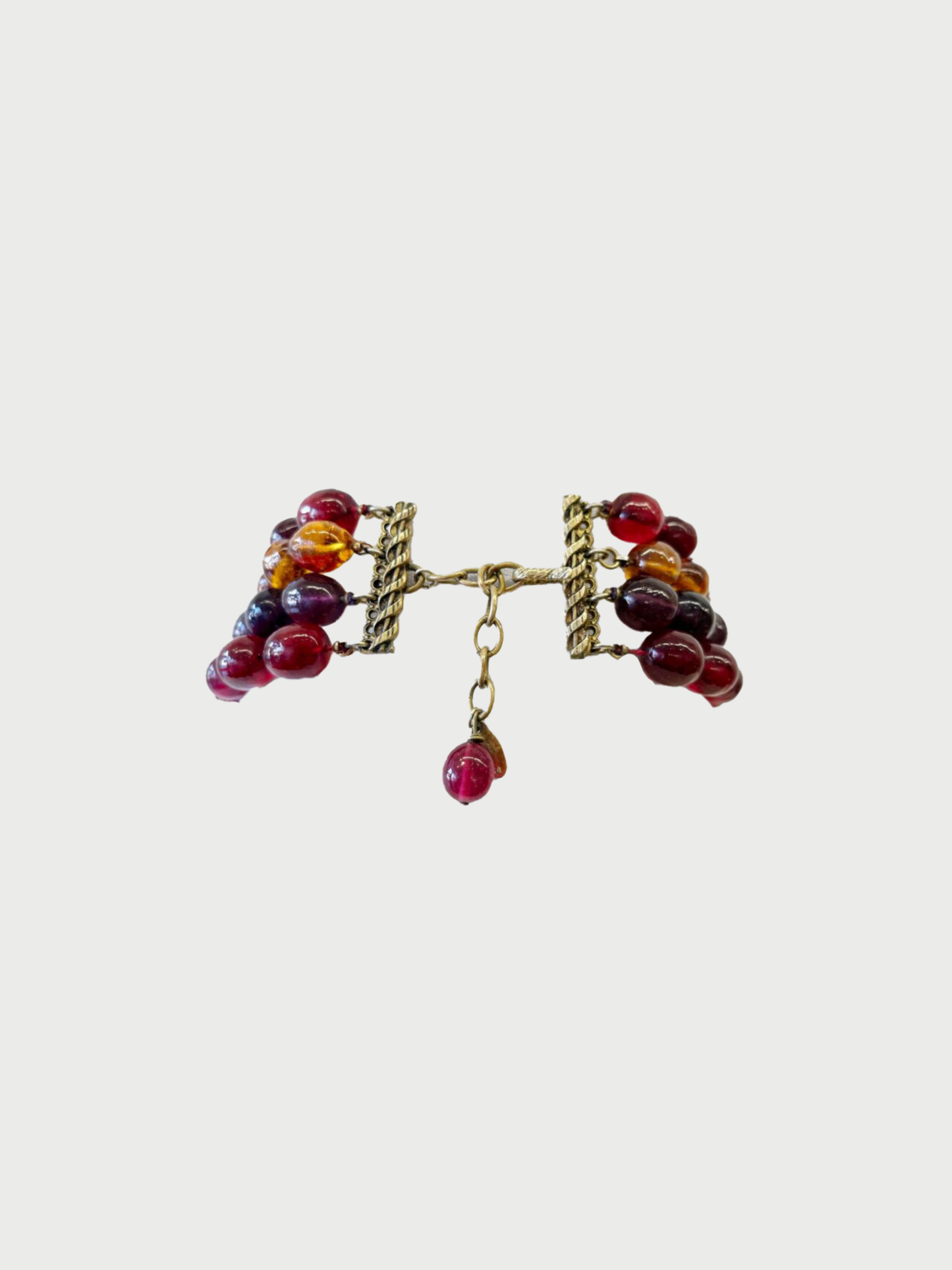 Chanel 1983 Multicolor Gripoix Glass 4 Strand Choker Necklace