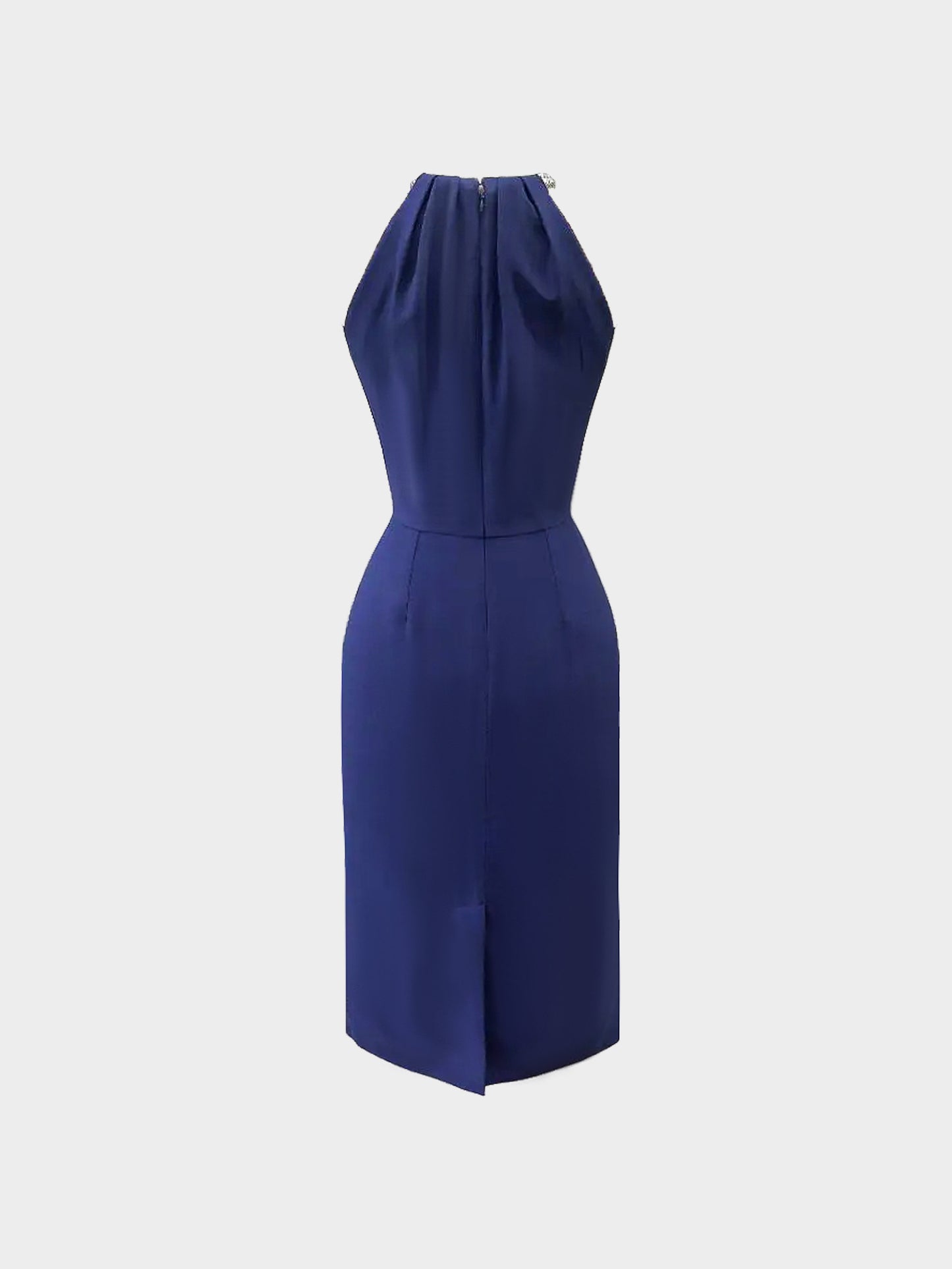Alexander McQueen 2010s Navy Crystal Halter Neck Midi Dress