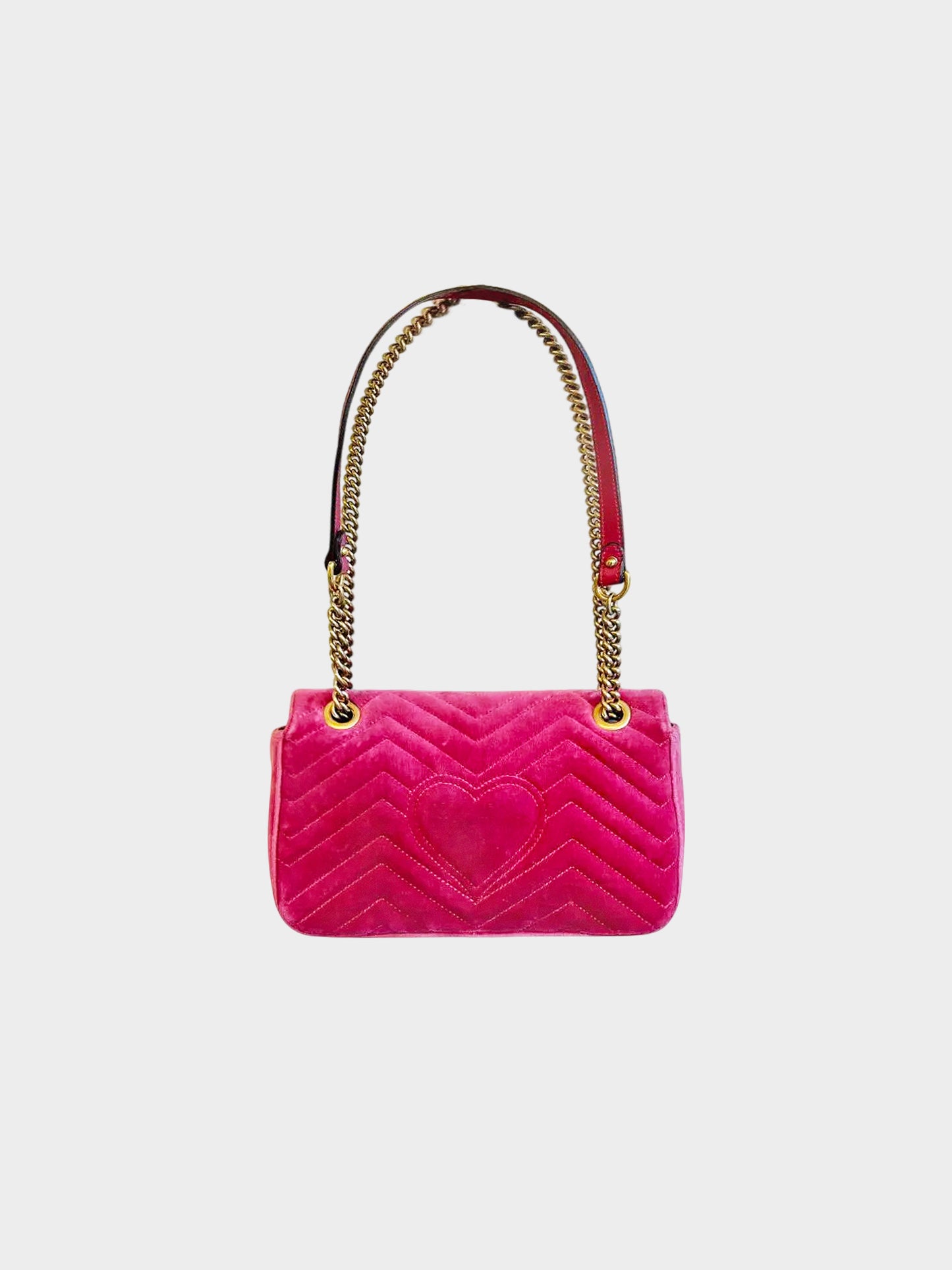 Gucci 2010s Pink Velvet Marmont Matelasse GG Small Shoulder Bag