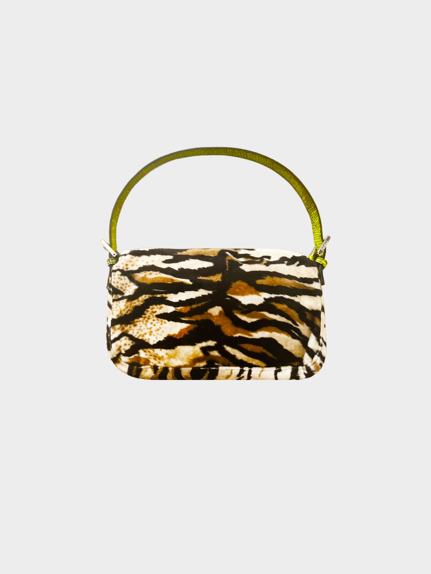 Fendi 2000s Zebra and Green Python Baguette