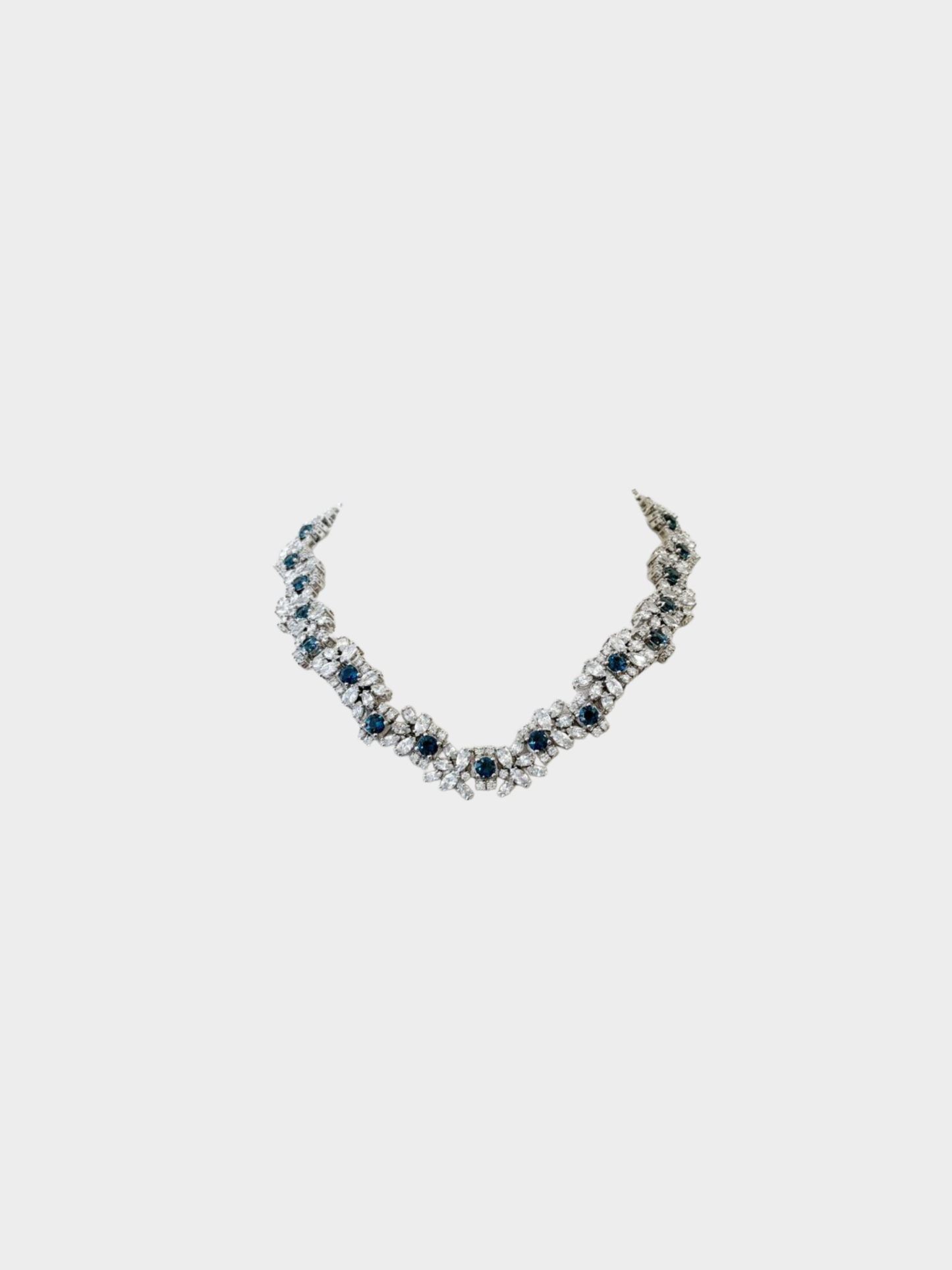 Prada 2020s Clear Sapphire Crystal Floral Necklace