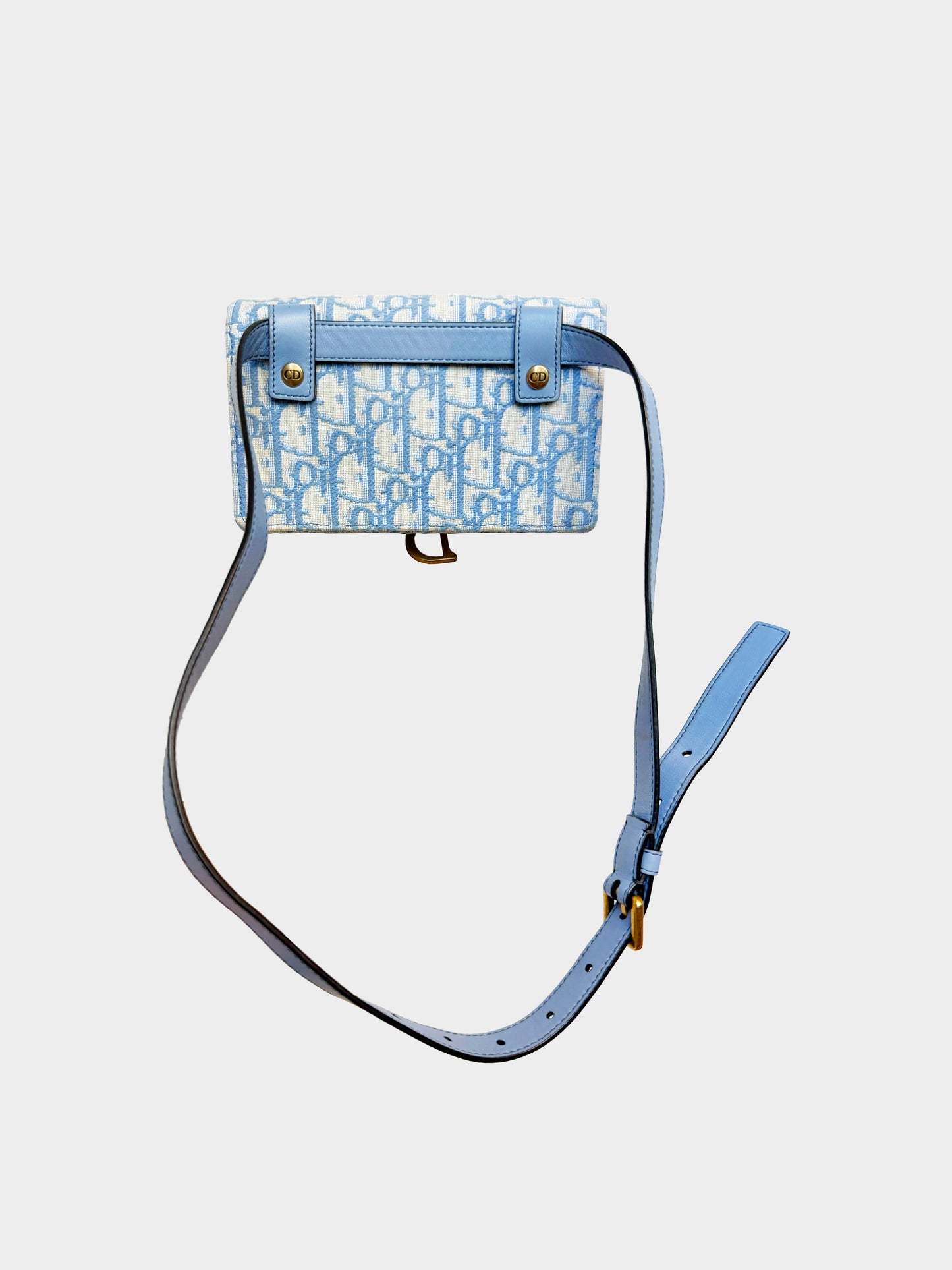Christian Dior 2020s Cornflower Blue Trotter Saddle Belt Bag