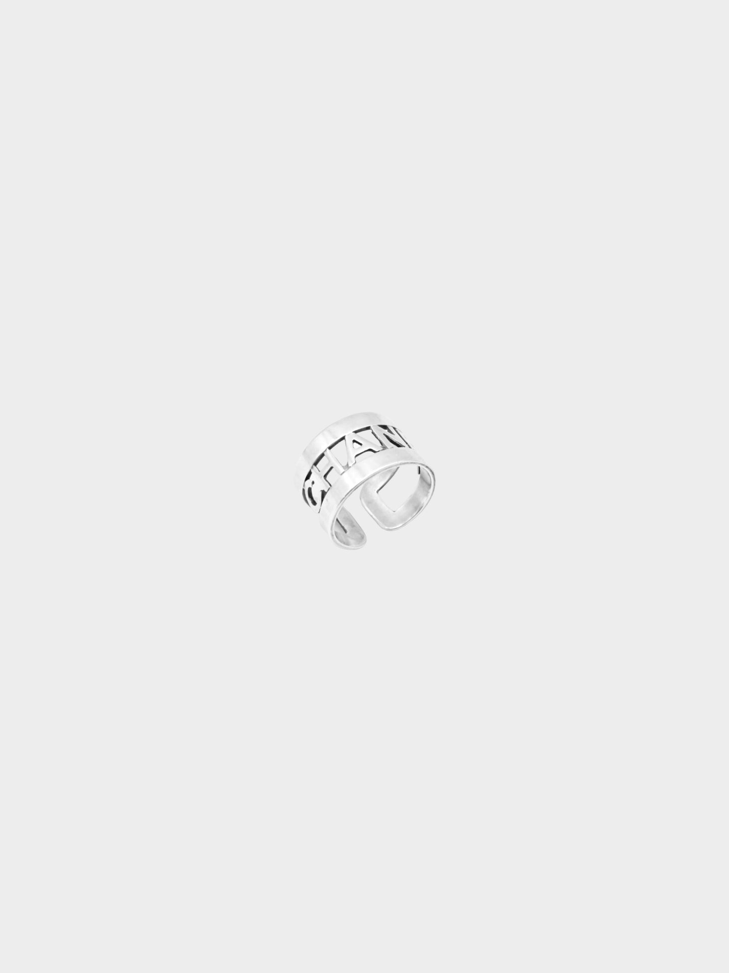 Chanel 2000s Rare Silver Chanel Logo Ring