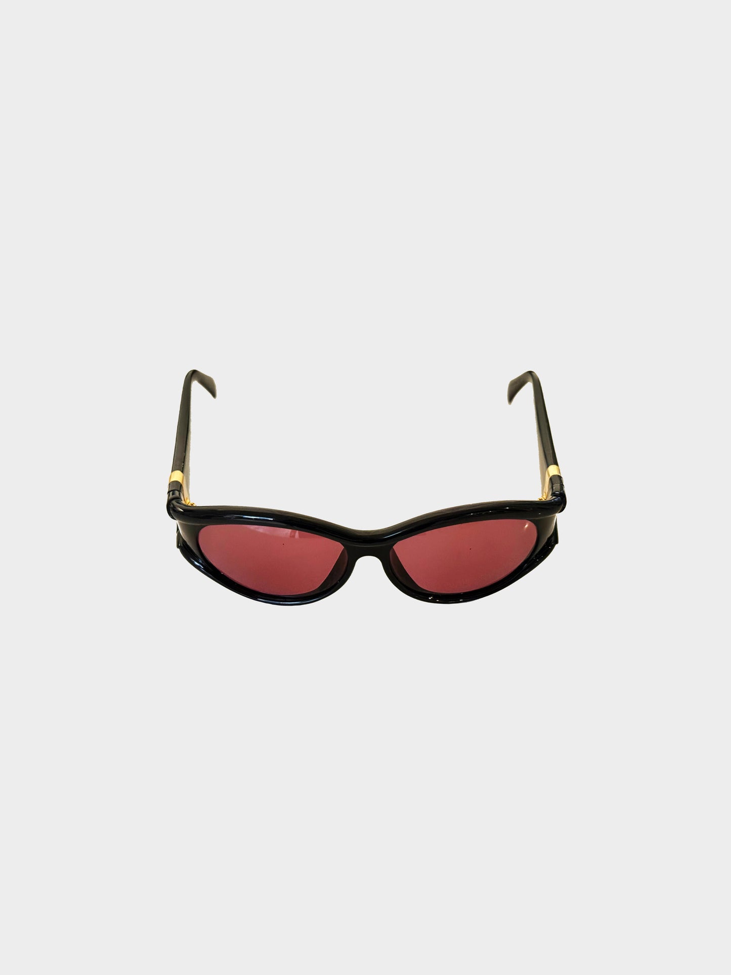 Yves Saint Laurent 2000s Black and Gold Oval Sunglasses
