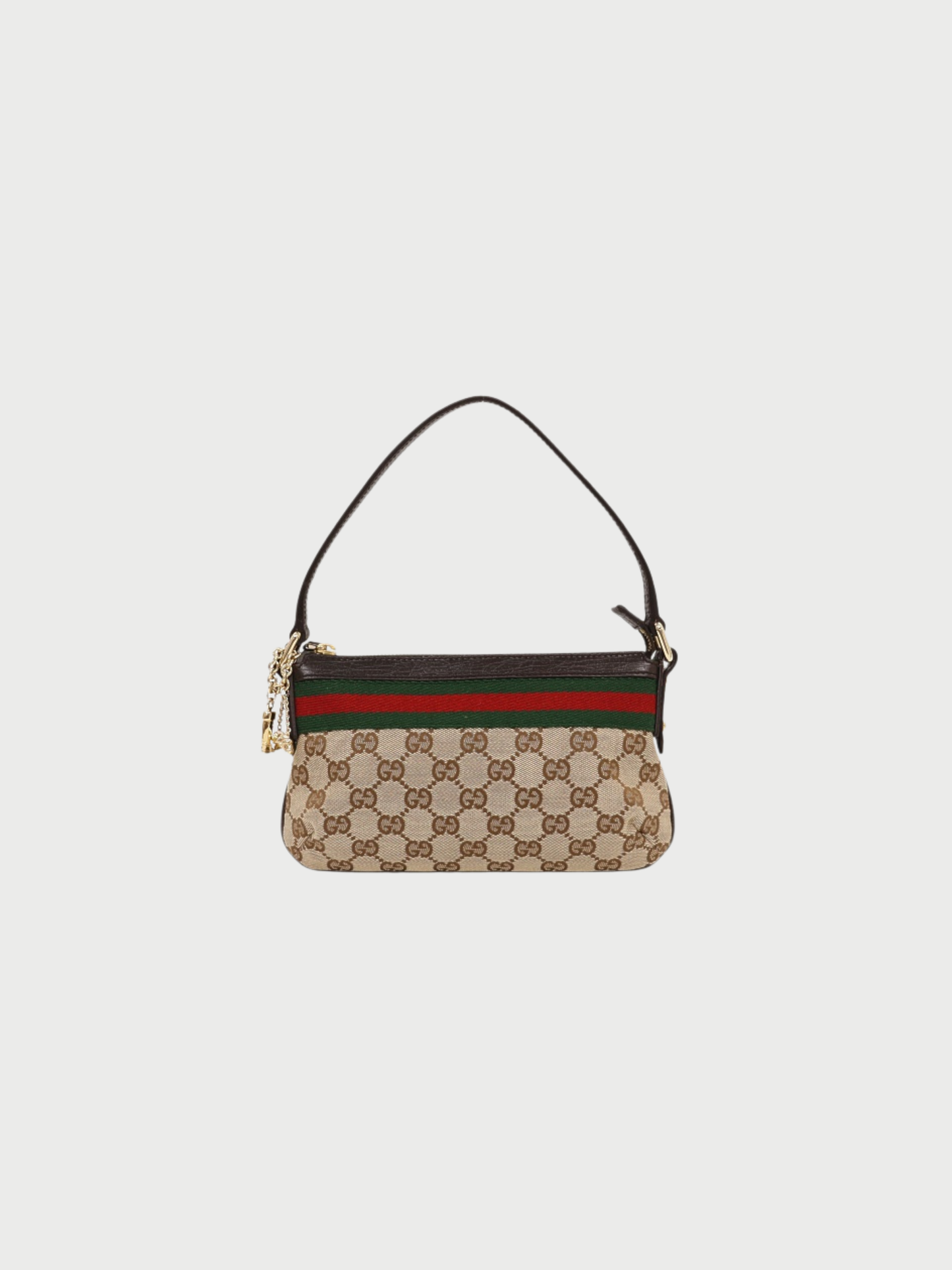 Gucci 2000s Beige Brown GG Canvas Sherry Line One Shoulder Bag