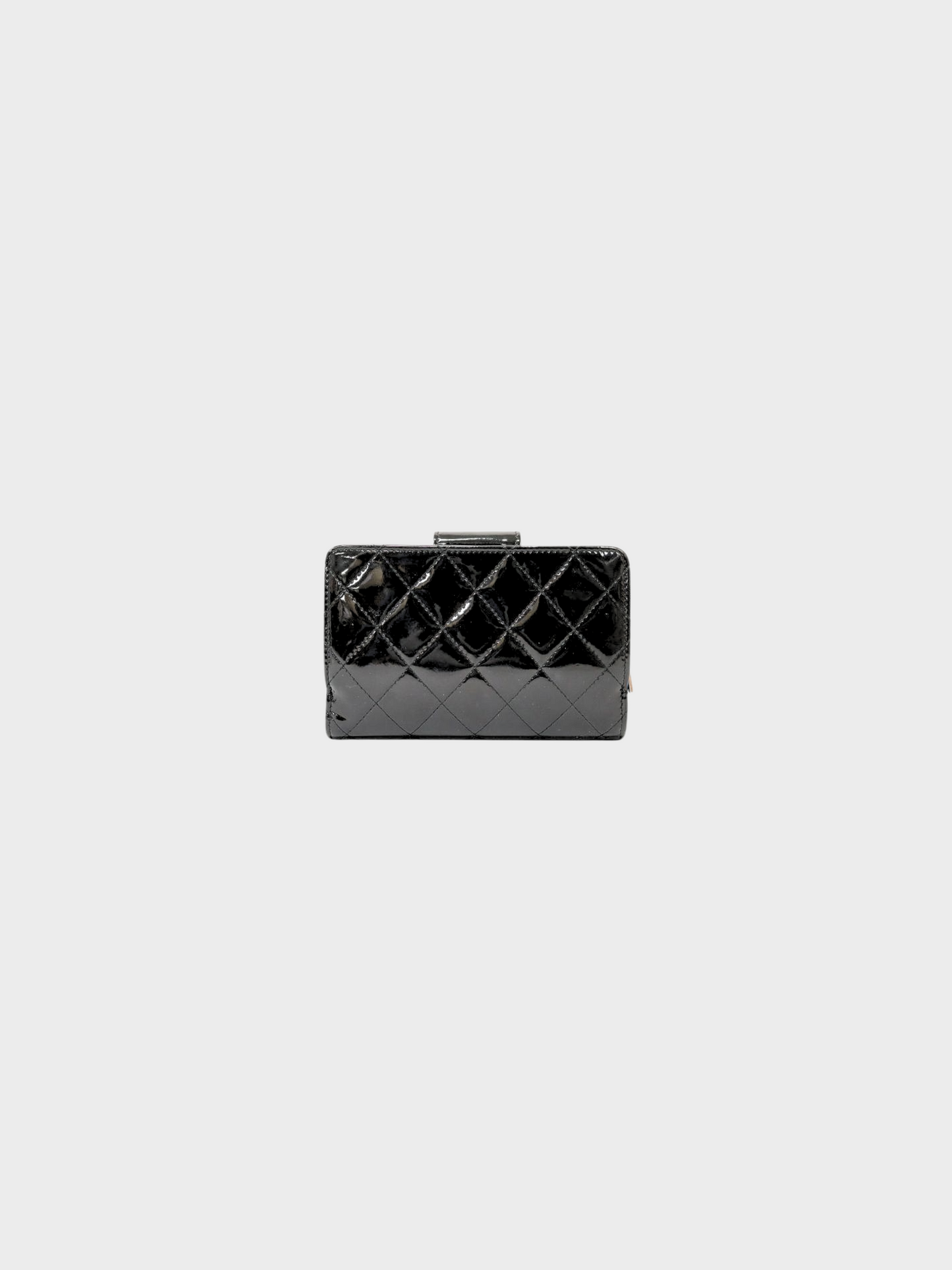 Chanel 2014 Black Matelasse Patent Leather Wallet