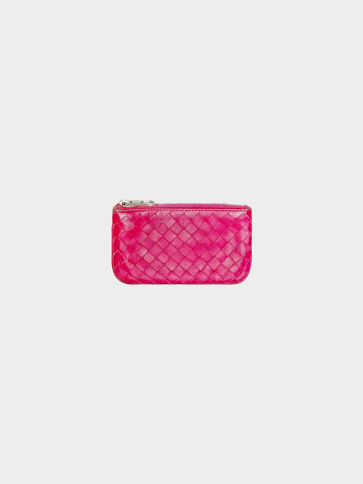 Bottega Veneta 2000s Pink Woven Leather Key Case