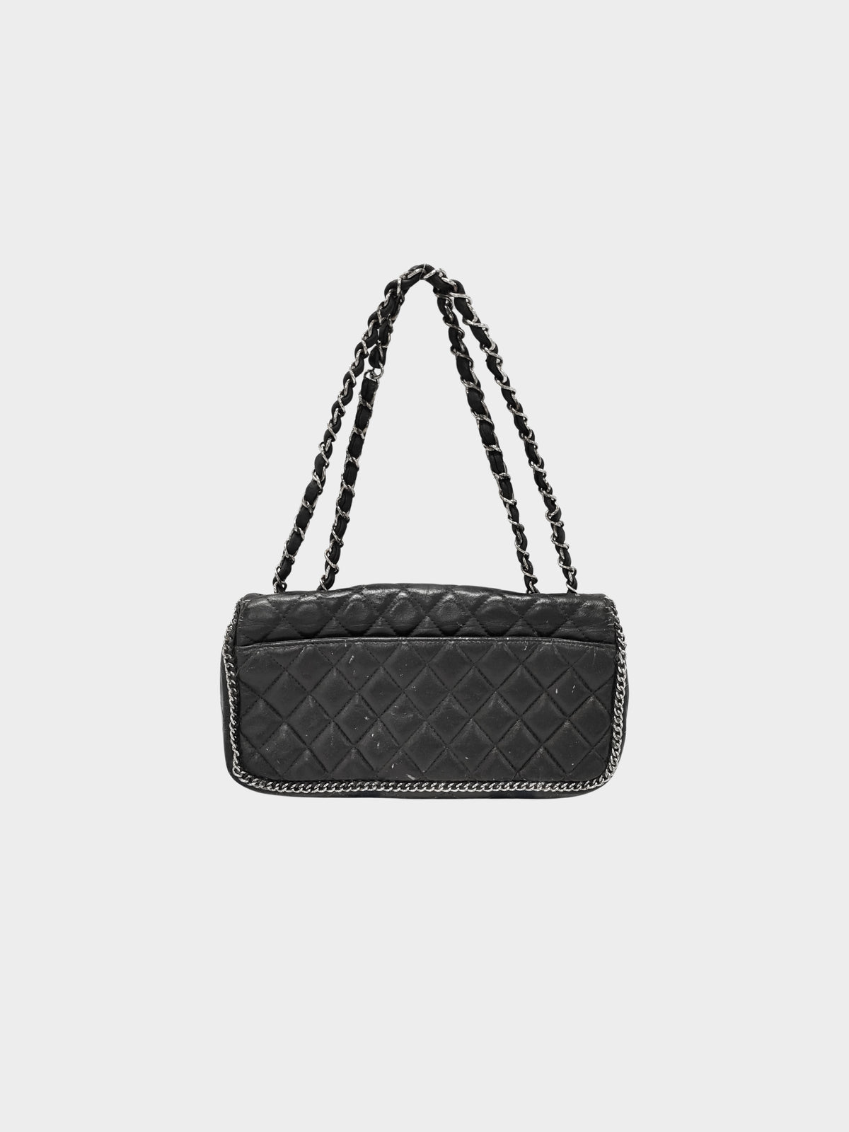 Chanel 2006-2008 Black Leather Quilted East West Madison Chain Around Flap Bag