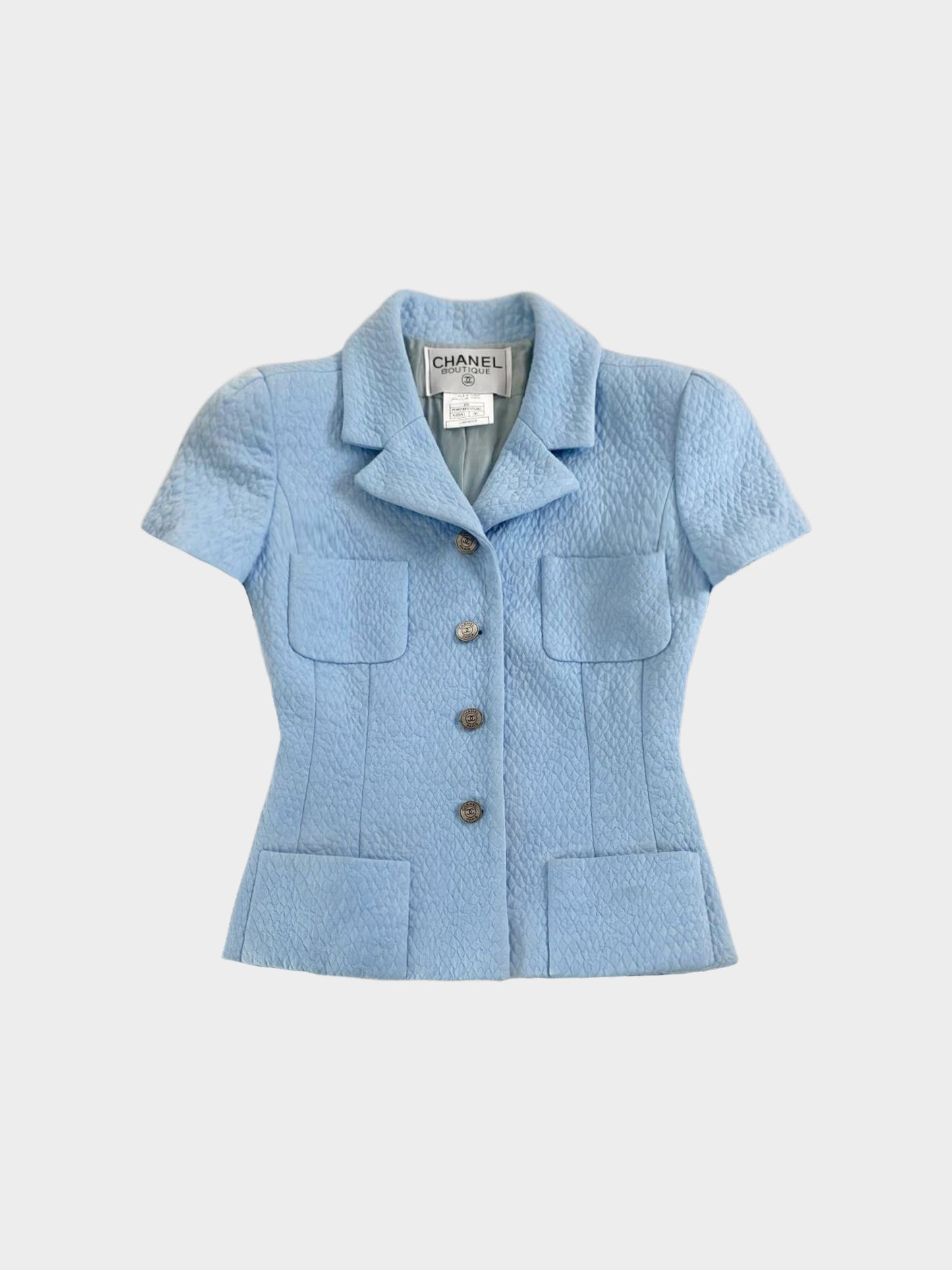 Chanel Cruise 1997 Light Blue Cotton Top and Skirt Set