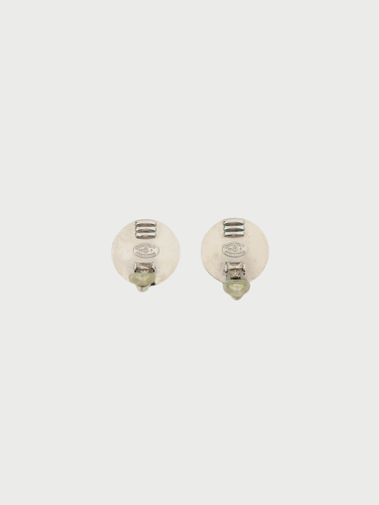 Chanel 2010s Silver Plated Metal Coco Twist Round Earrings CC Logo Motif
