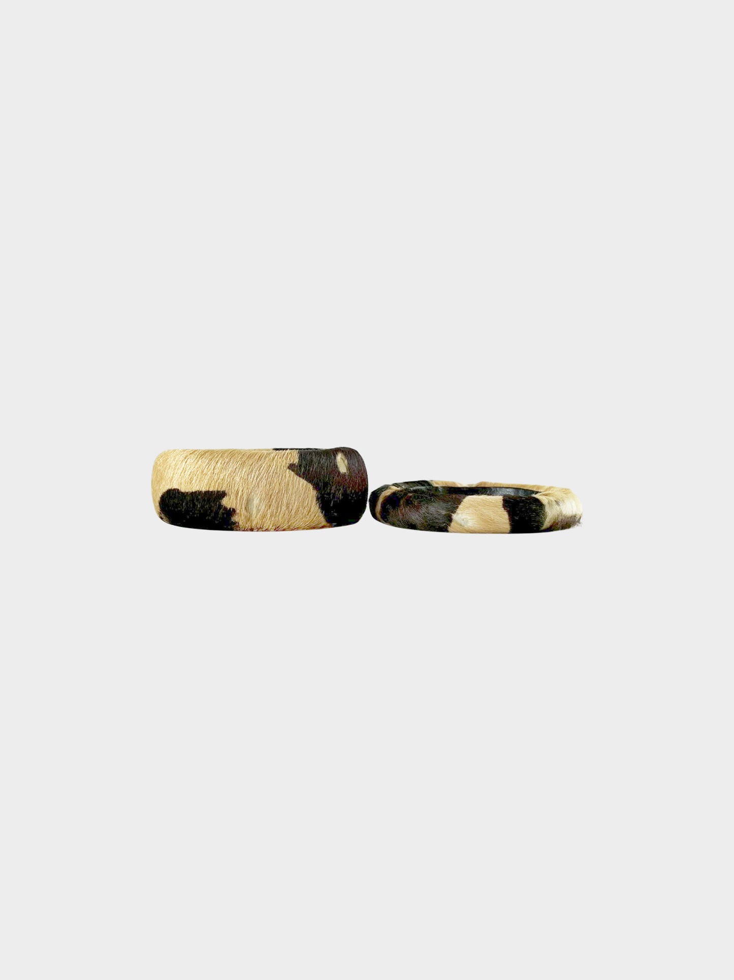 Bottega Veneta 2000s Rare Pony Hair Leather and Fur Bangle Cuff Set