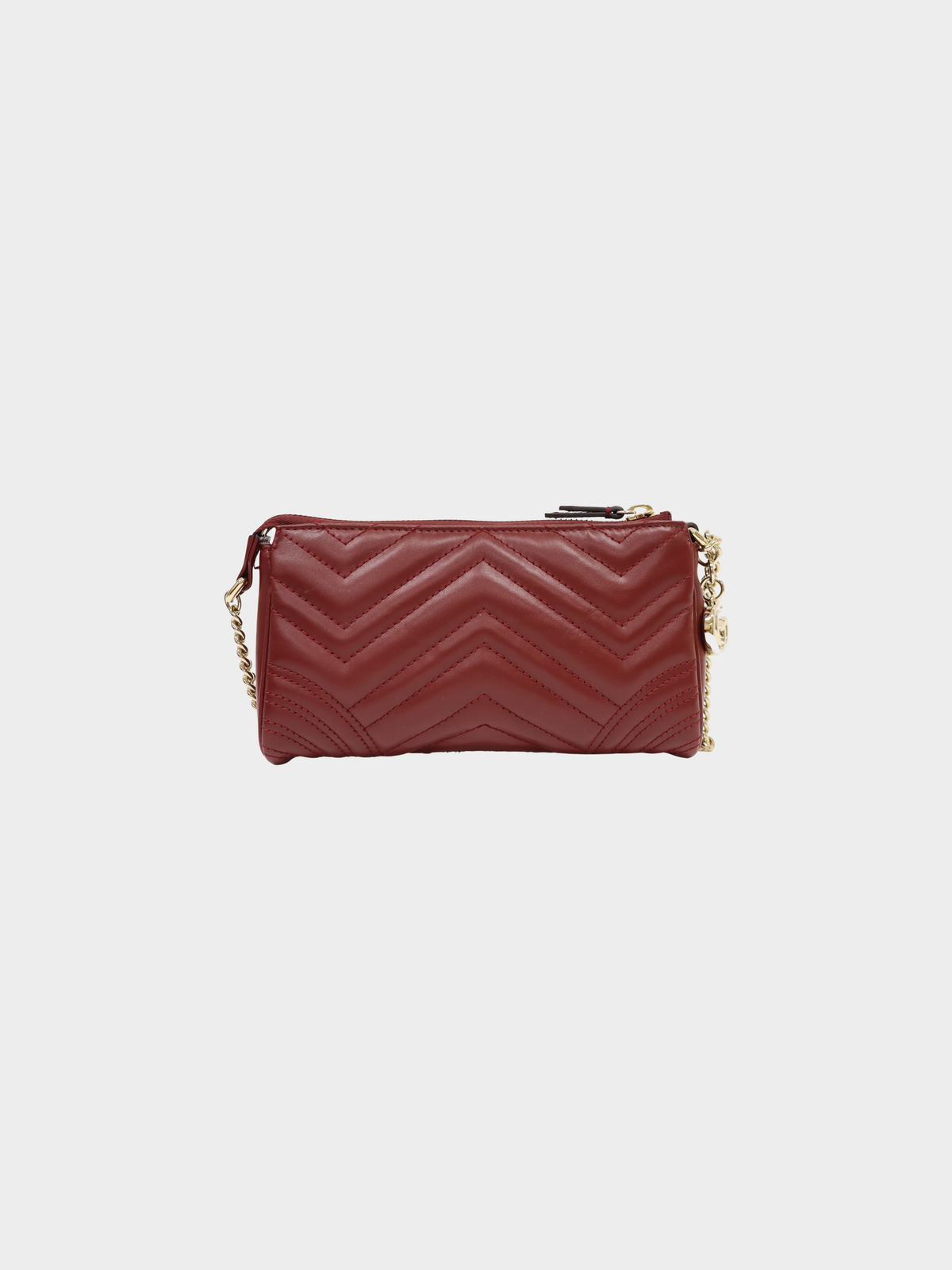 Gucci 2000s Bordeaux Quilted Leather Chain Shoulder Bag