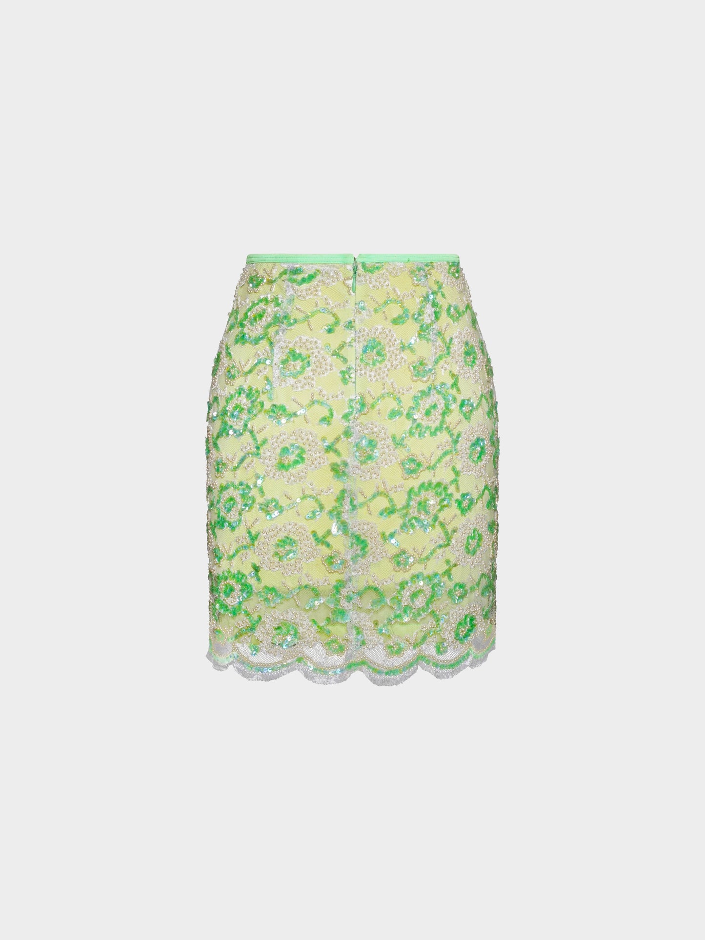 La Perla 1990s Green Embroidered Pencil Skirt