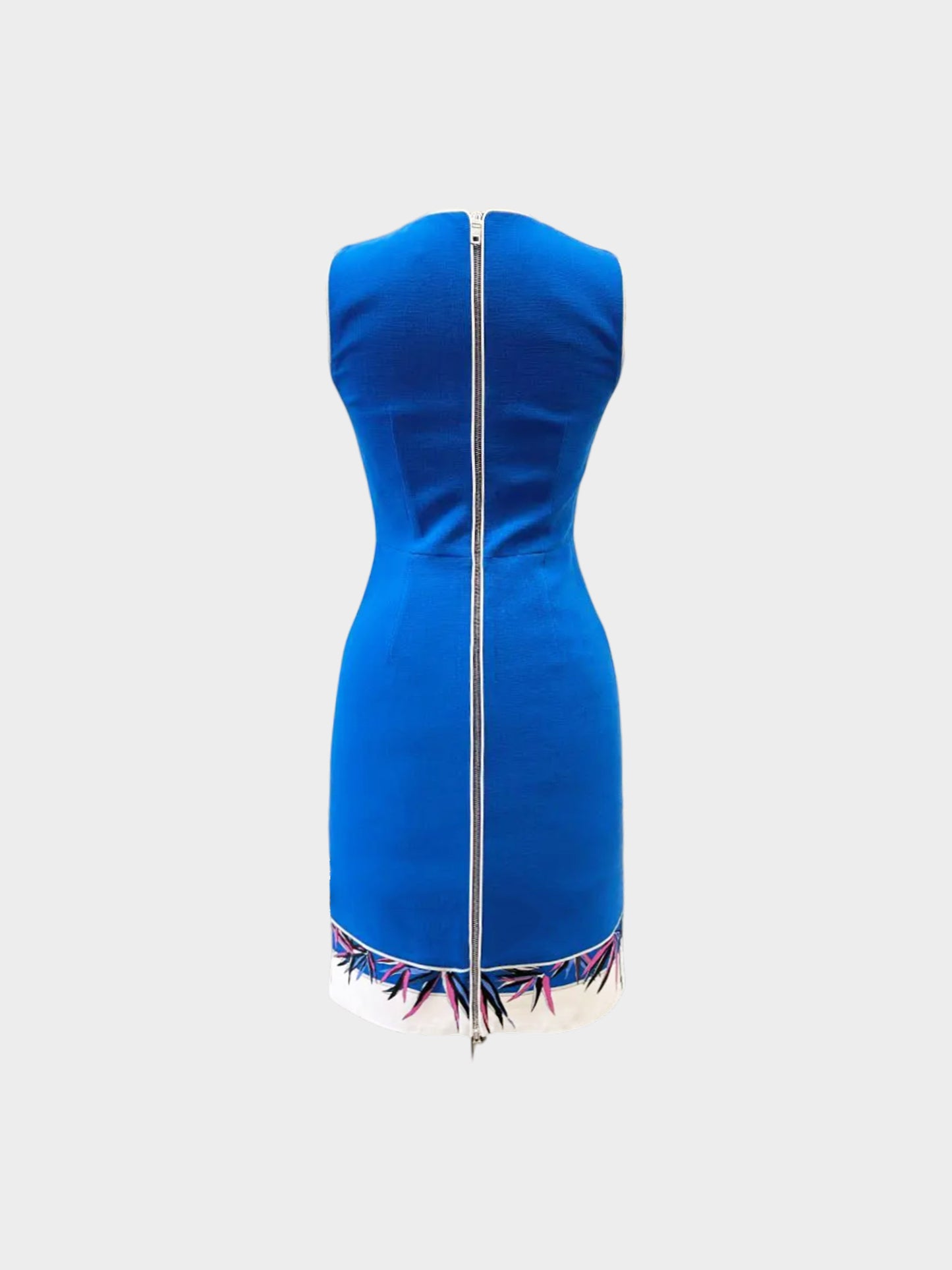 Emilio Pucci 2000s Blue Wool Dress with Printed Hem