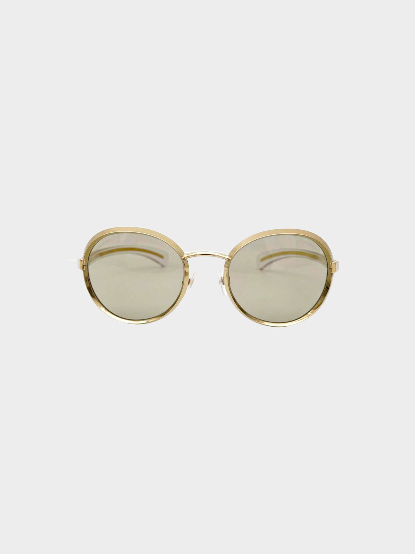 Chanel 2010s Gold Round Sunglasses