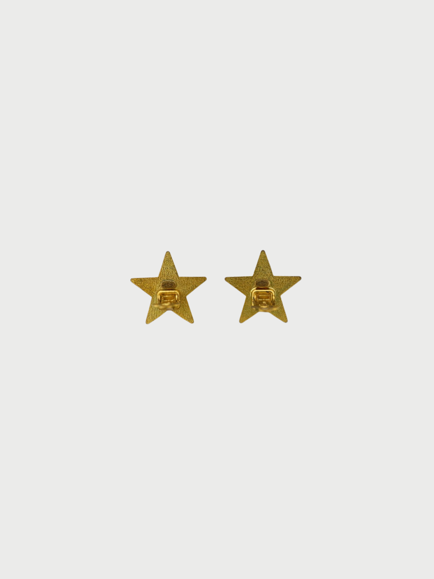 Chanel 2000s Green Gold Plated Metal Coco Star Earrings