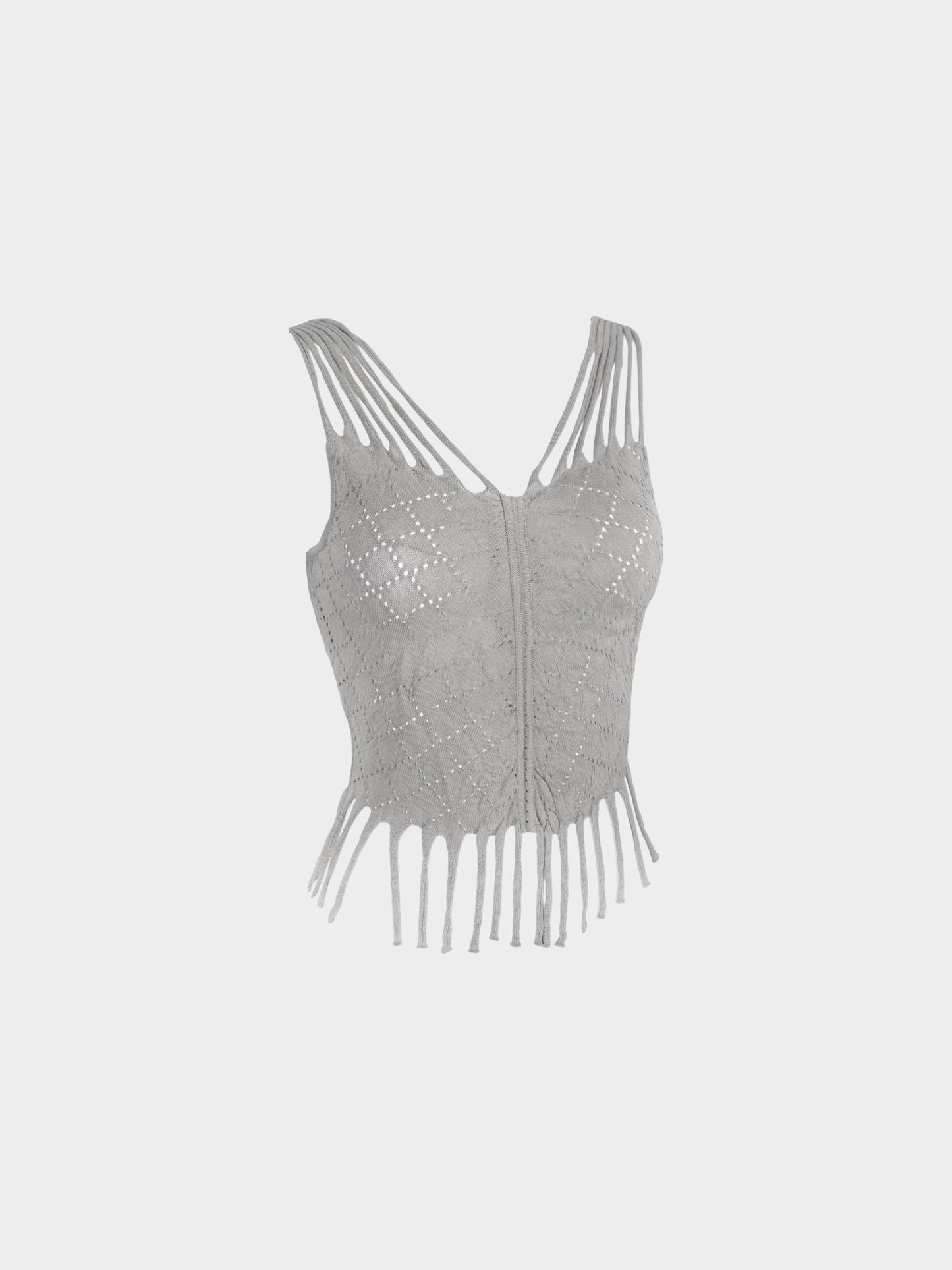 Christian Dior by John Galliano SS 2001 Grey Distressed Fringe Top