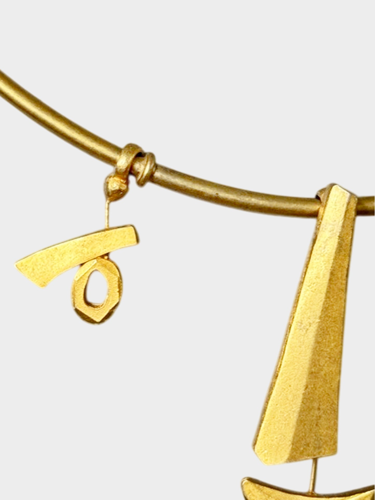 Christian Lacroix 1990s Gold Face Charm Rigid Choker Necklace