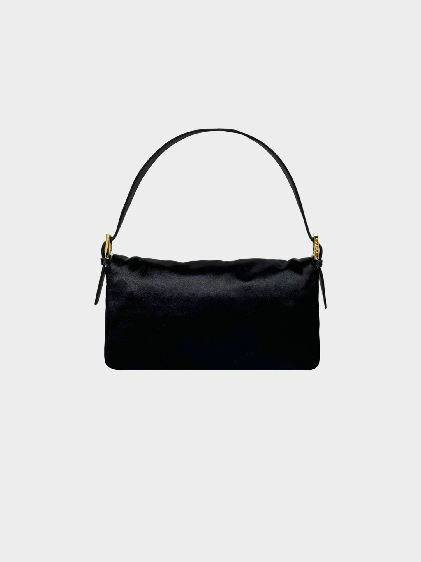 Fendi 2000s Black Satin Rhinestone Baguette