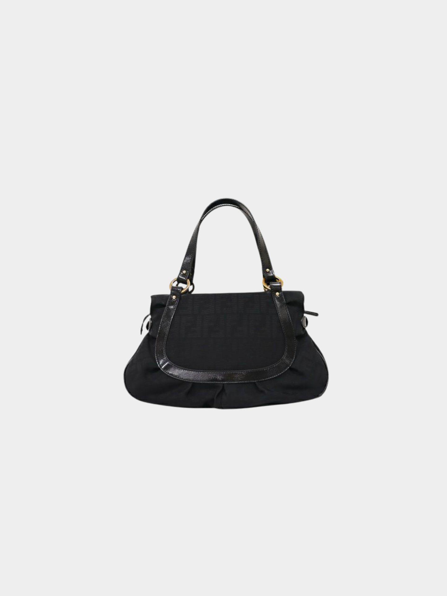Fendi 2000s Black Nylon Leather Zucca Handbag
