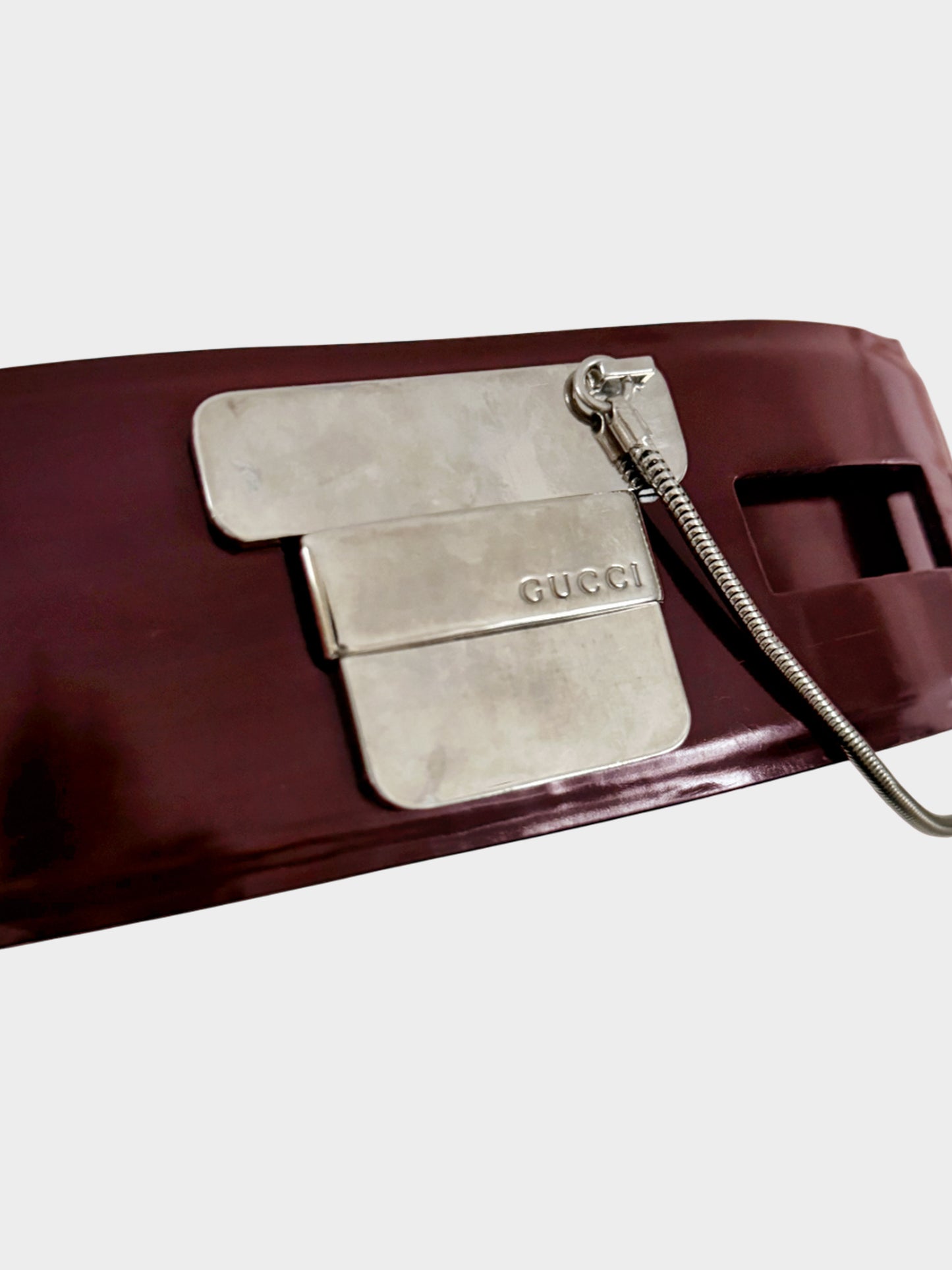 Gucci by Tom Ford 1990s-2000s Red Leather Belt with Chain