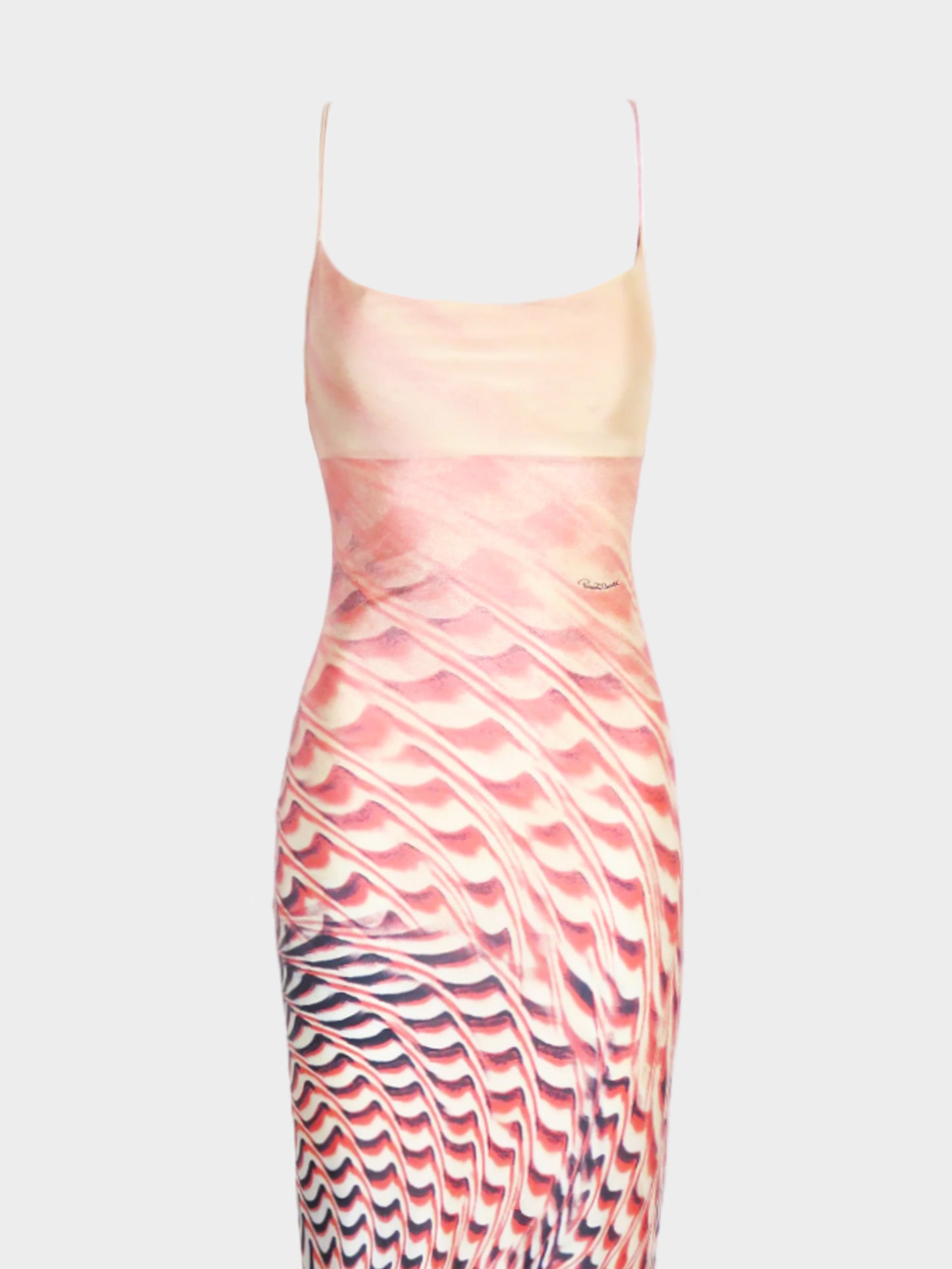 Roberto Cavalli SS 2001 Pink Psychedelic Zebra Print Maxi Dress