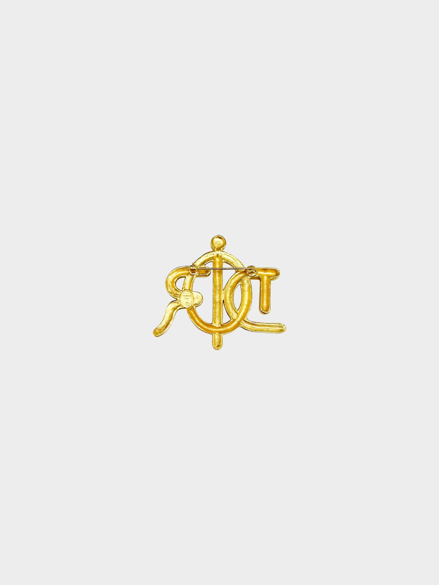 Christian Dior 1980s Gold Rope Effect Brooch with Clear Crystal