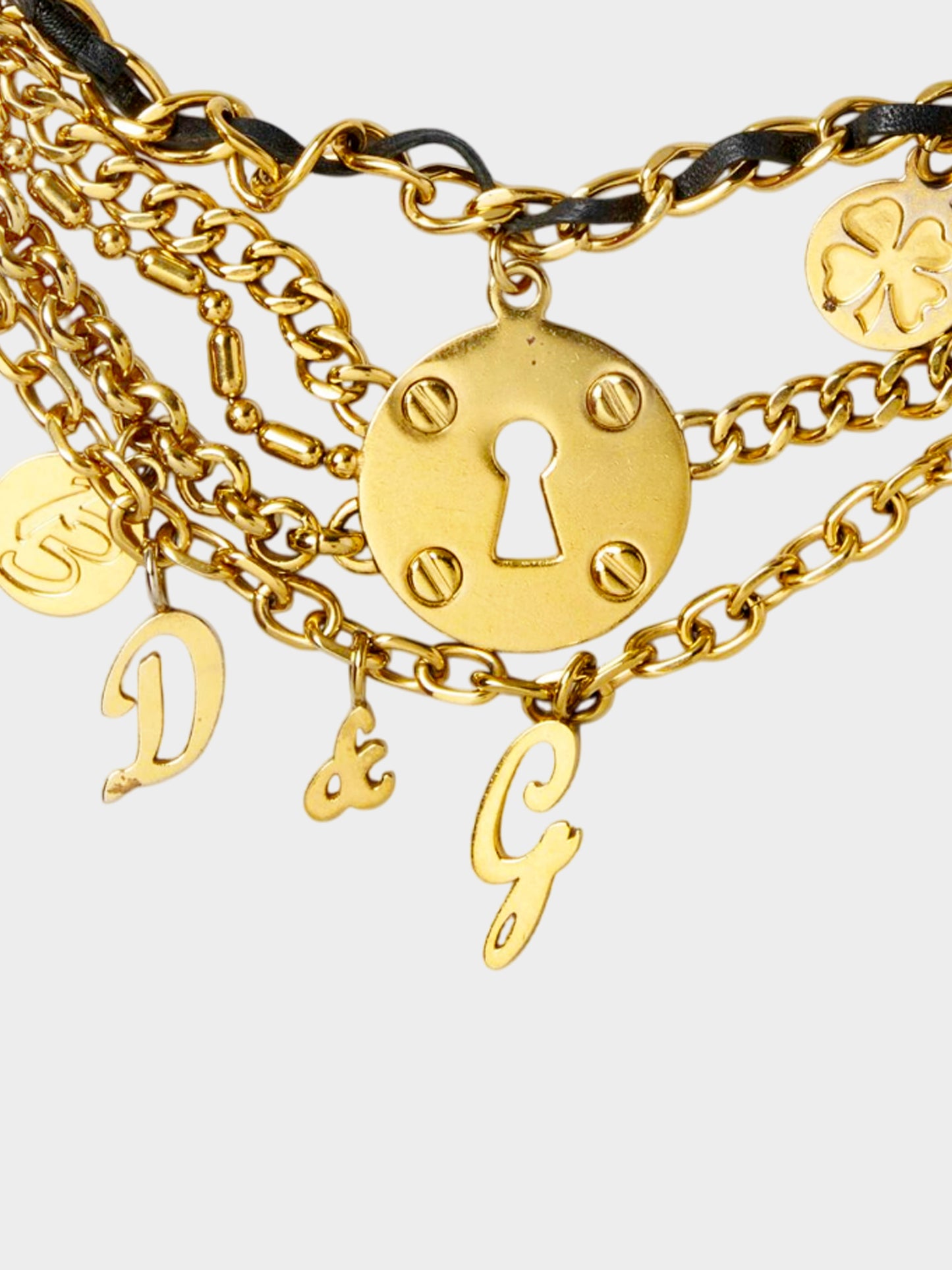 Dolce and Gabbana 1990s-2000s Gold Chain Link Charm Bracelet