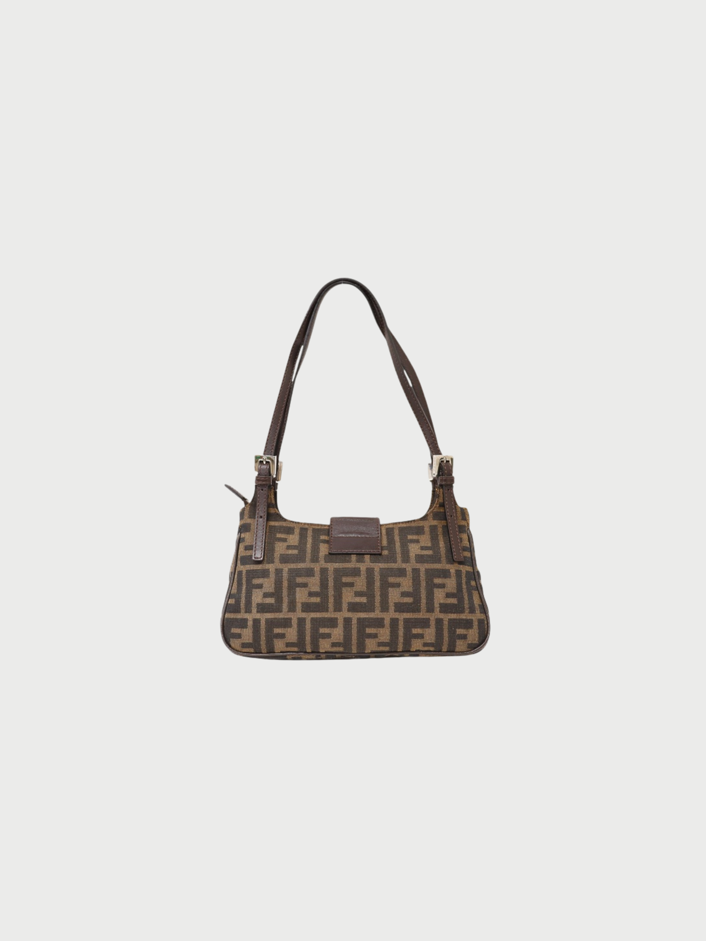 Fendi 2000s Brown Zucca Canvas Leather One-Shoulder Bag
