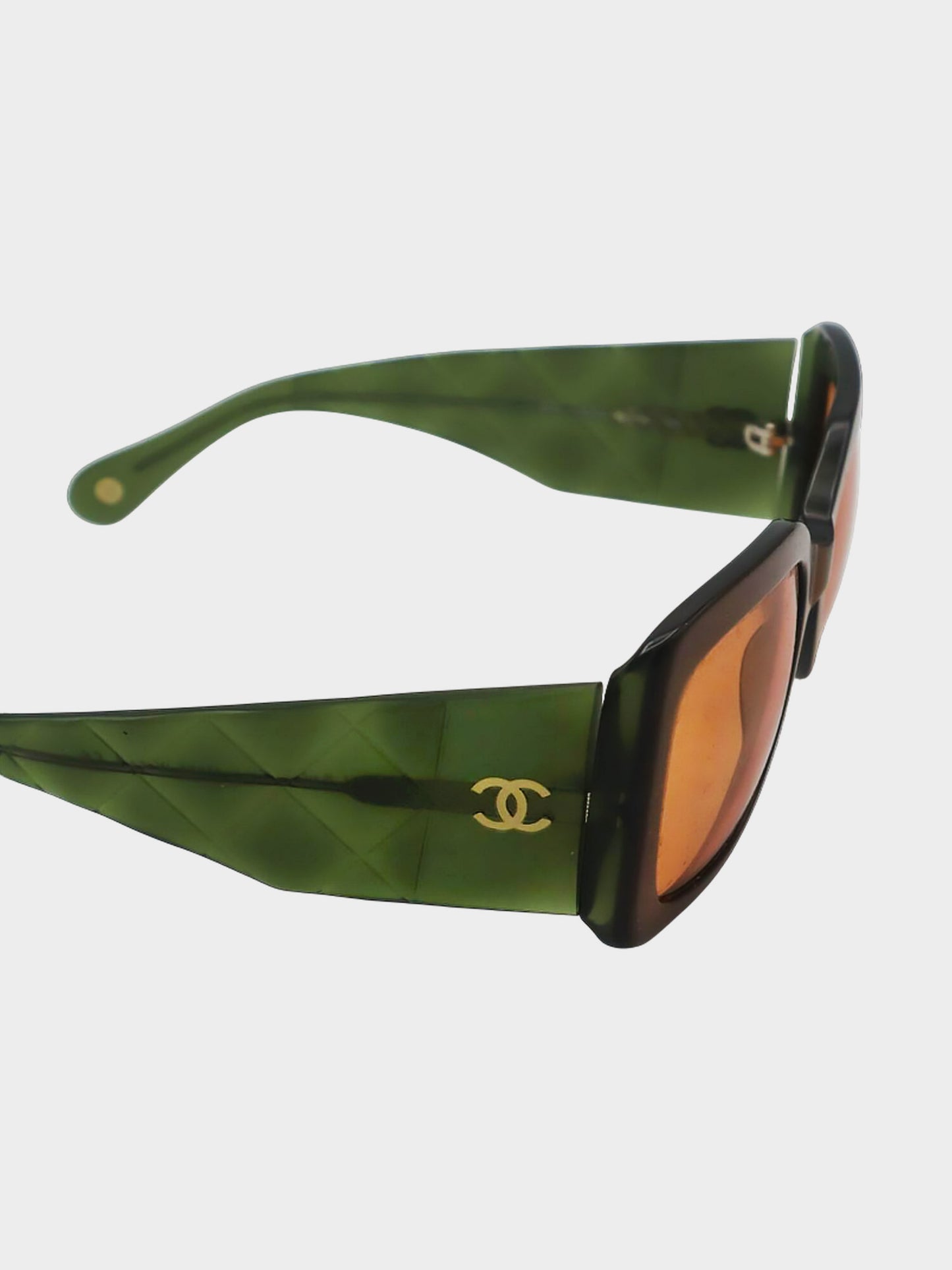 Chanel 2010s Brown and Green Bi-color Acetate Sunglasses
