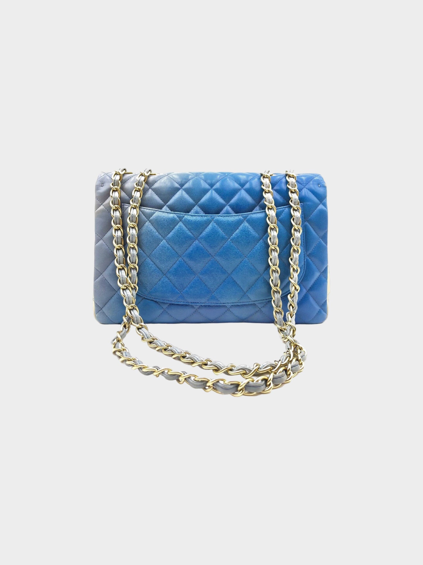 Chanel 2010 Light Blue to Grey Ombre Jumbo Classic Flap Bag