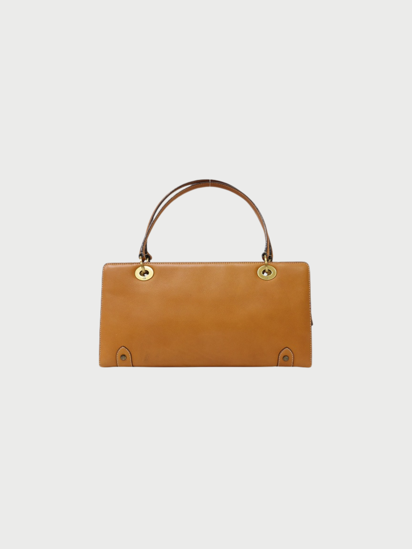 Christian Dior 2000s Camel Leather Logo Charm Handbag