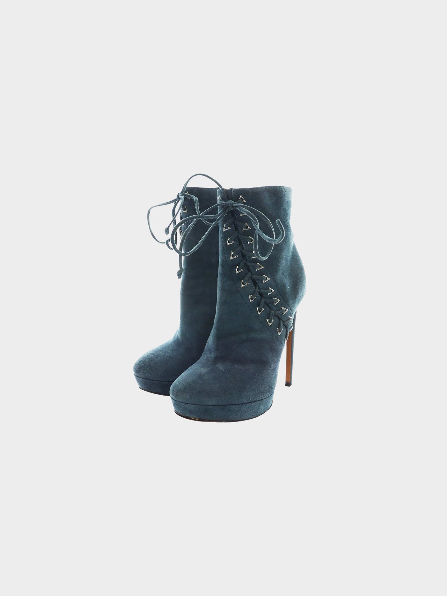 Azzedine Alaïa 2010s Navy Suede Lace-up Platform Stiletto Boots