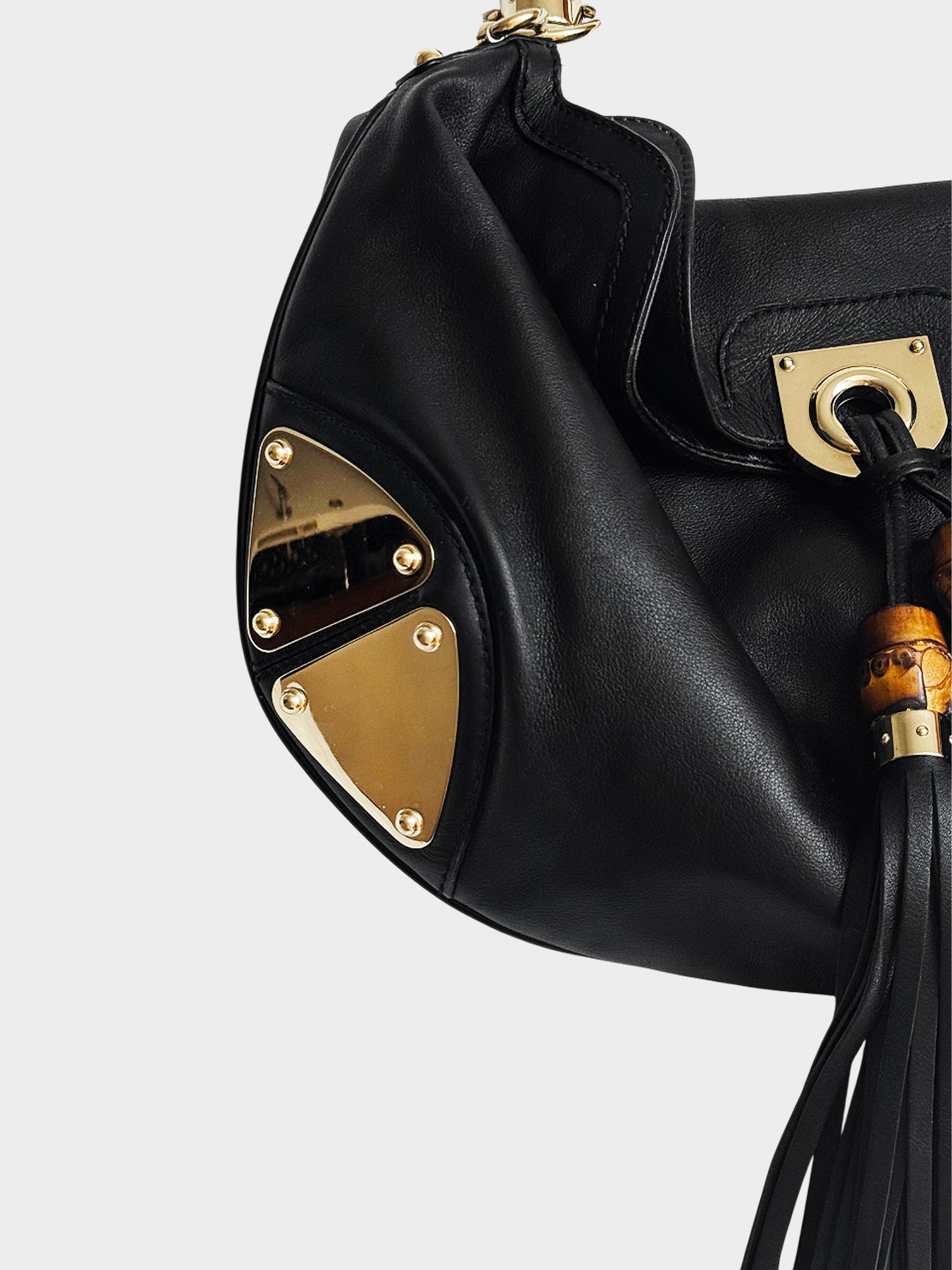 Gucci FW 2007 Black Leather Indy Babouska Top Handle Hobo Bag