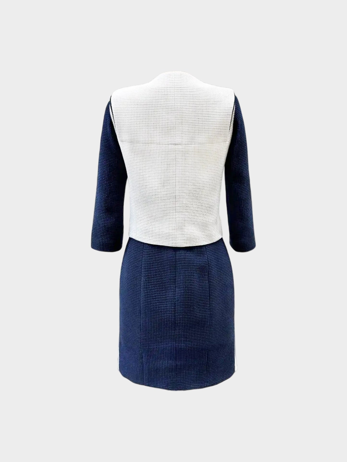 Chanel Resort 2012 Navy and White Waffle Knit Jacket and Skirt Set