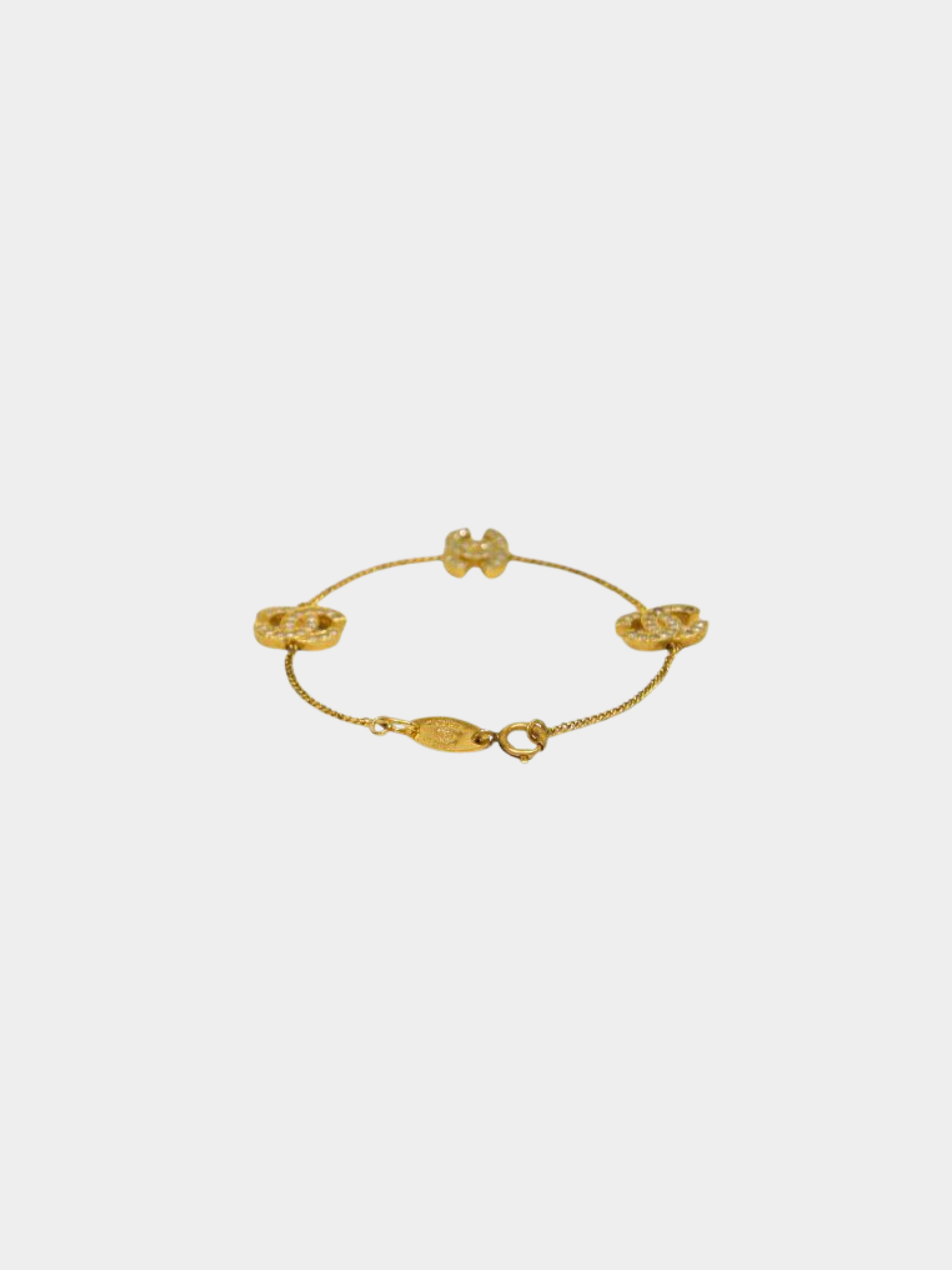 Chanel 2000s Gold COCO Rhinestone Bracelet