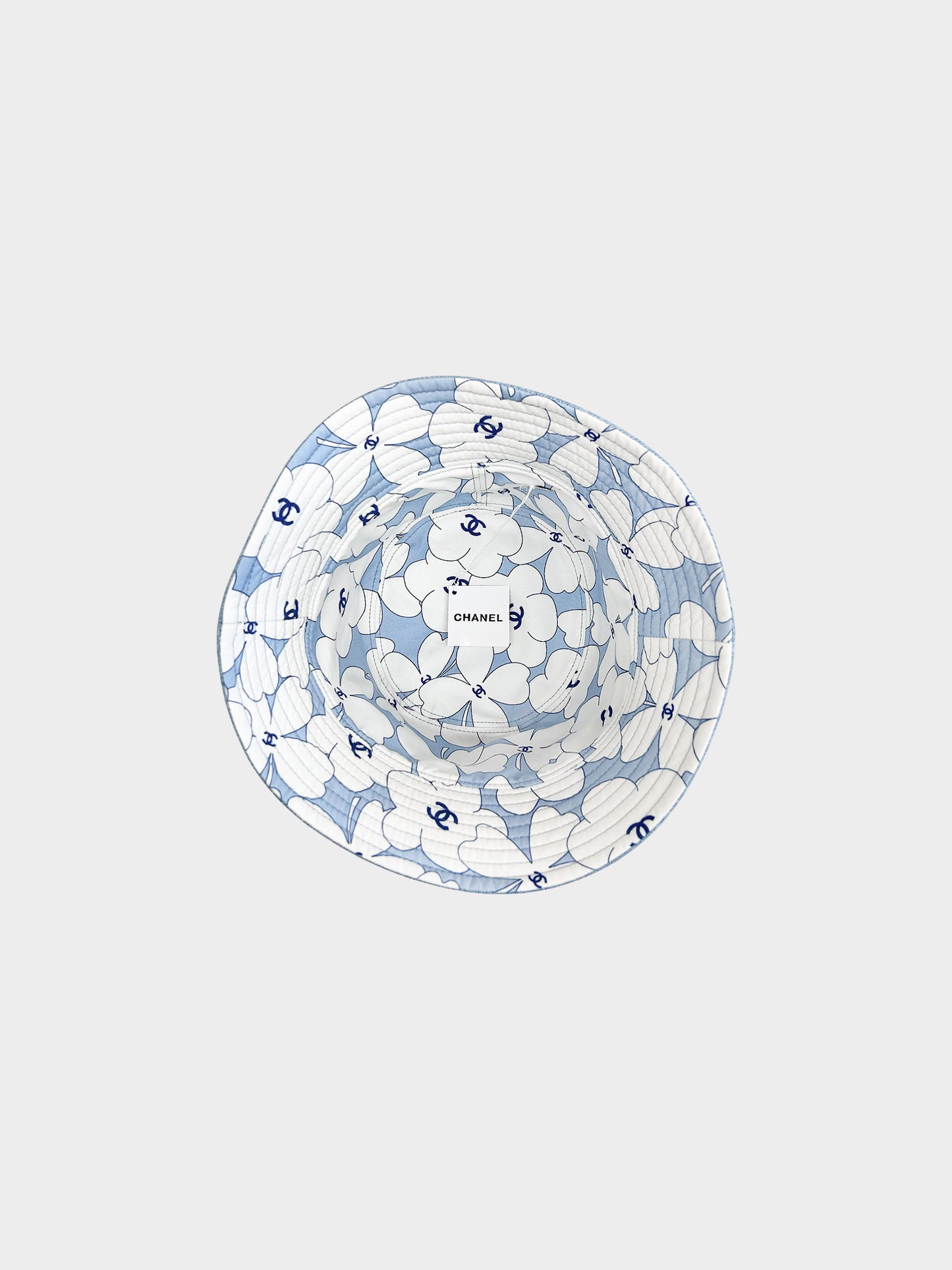 Chanel SS 2024 Denim with Sequin CC and Clover Print Reversible Bucket Hat