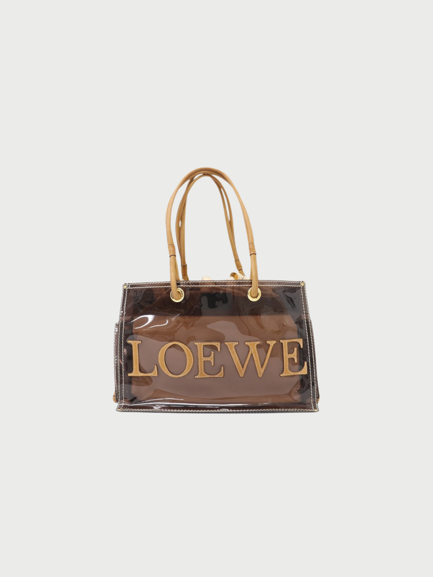 Loewe 2000s Brown PVC Leather Anagram Clear Tote Bag
