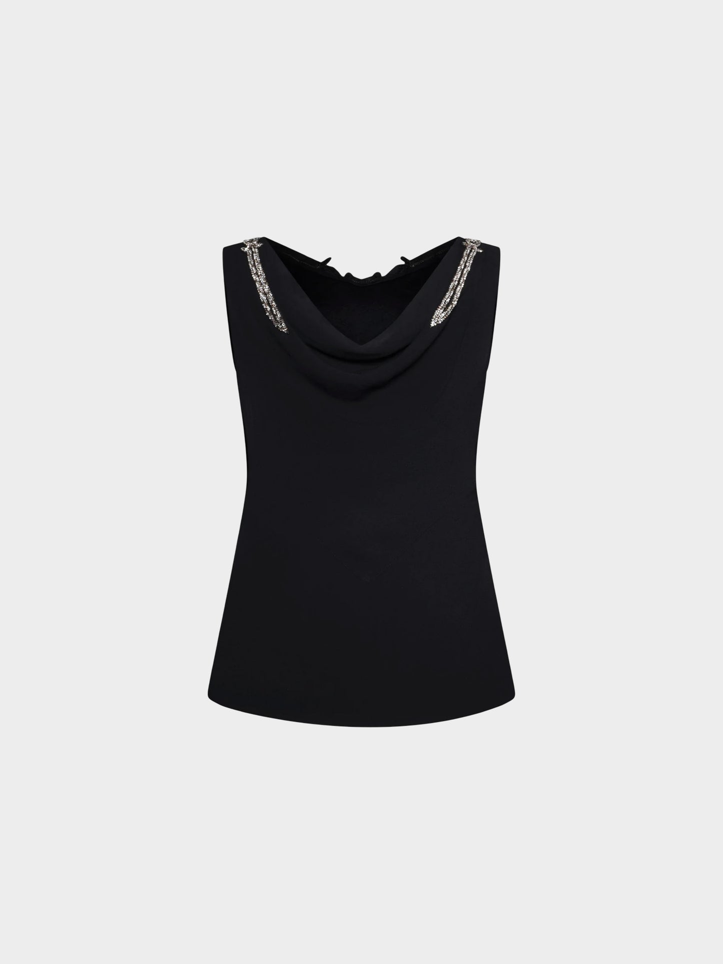 Prada SS 2017 Black Crepe Rhinestone Tank Top