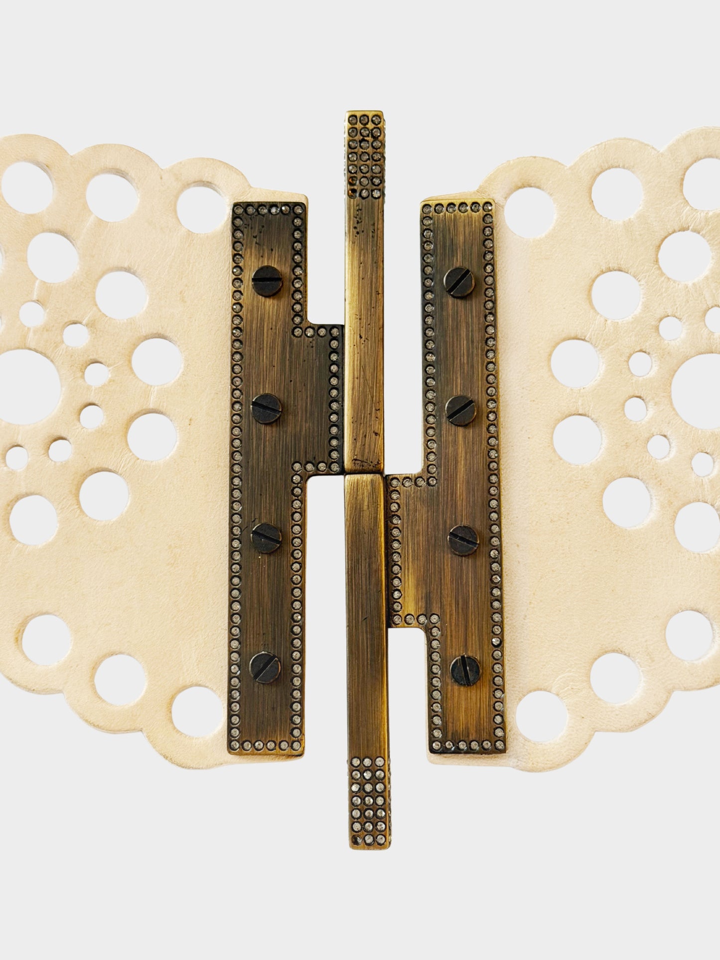 Valentino 2000s Perforated Leather Brass Buckle Belt