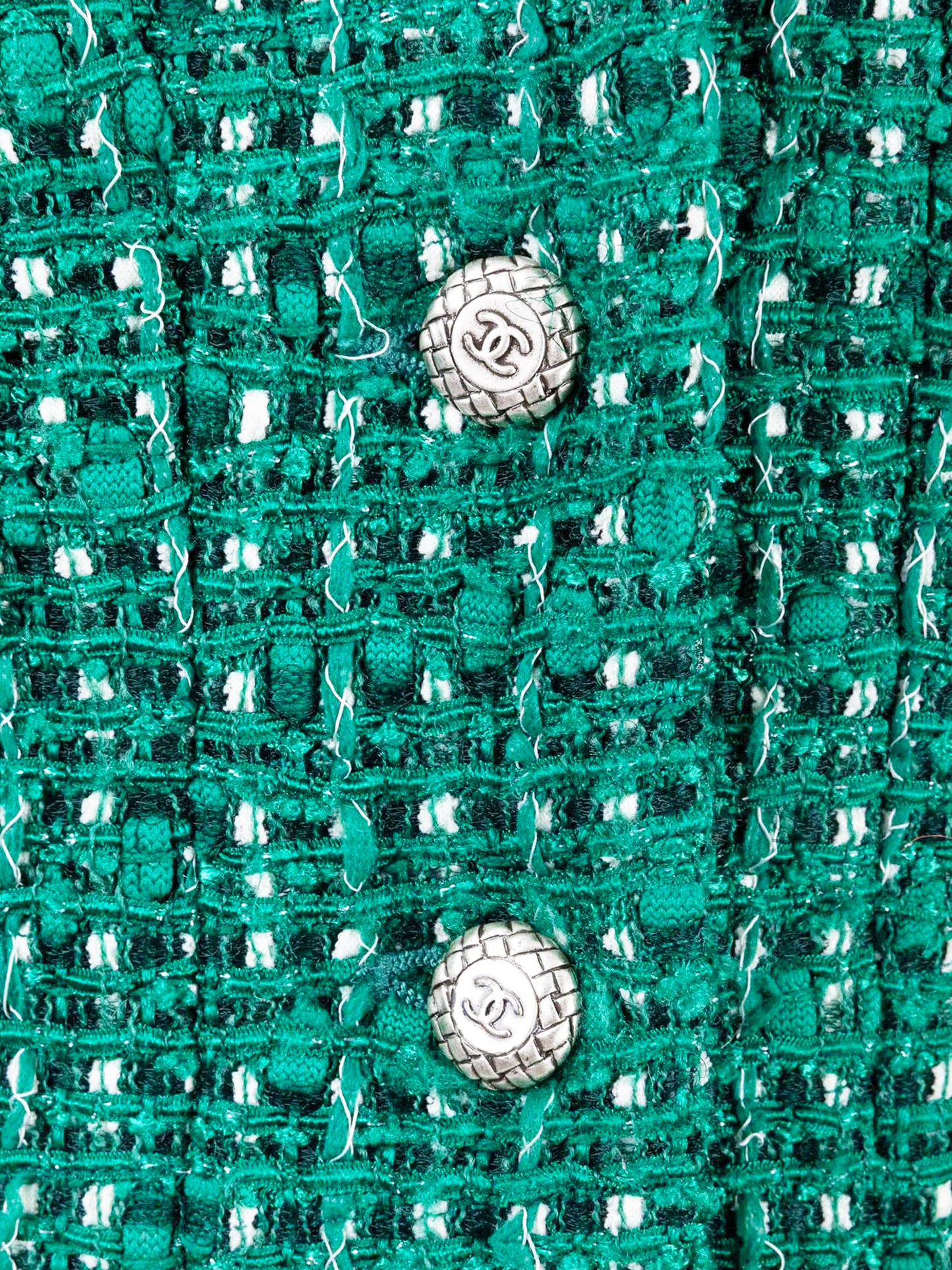 Chanel by Karl Lagerfeld Cruise 2006 Green and White Tweed Button-down Jacket