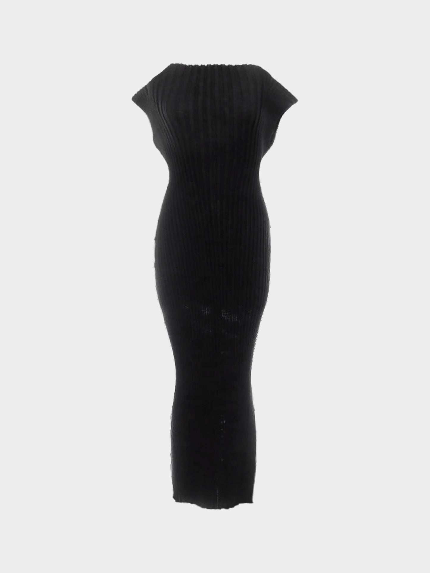 Issey Miyake FW 2024 Black Ribbed Knit Long Dress