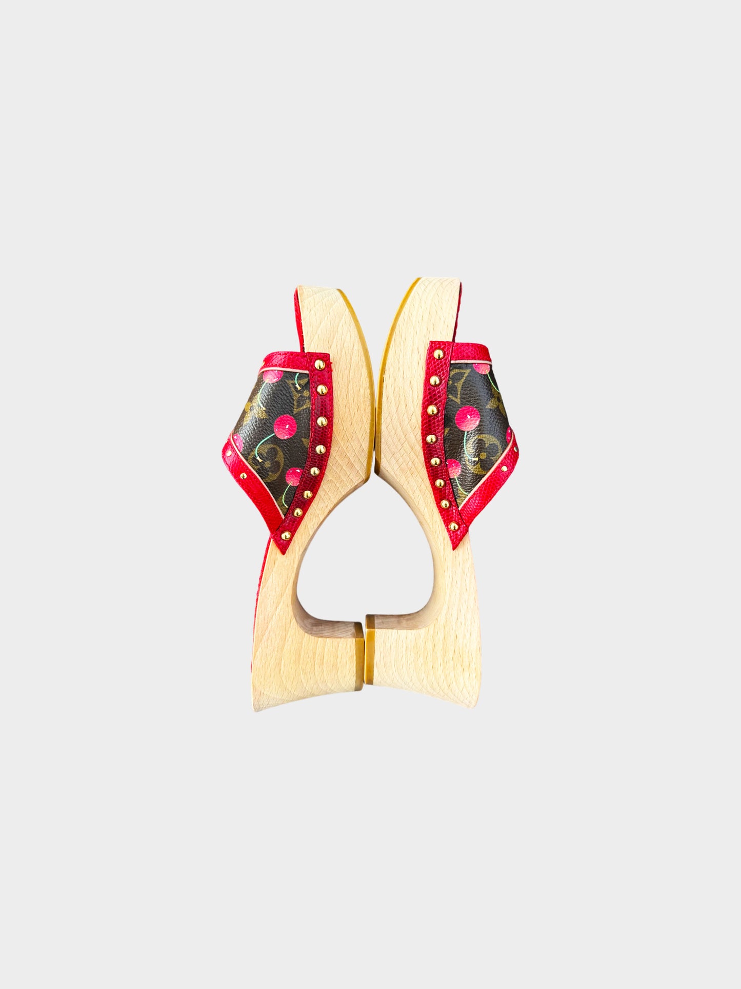 Louis Vuitton 2005 Takashi Murakami Cerises Cherry Wooden Clogs
